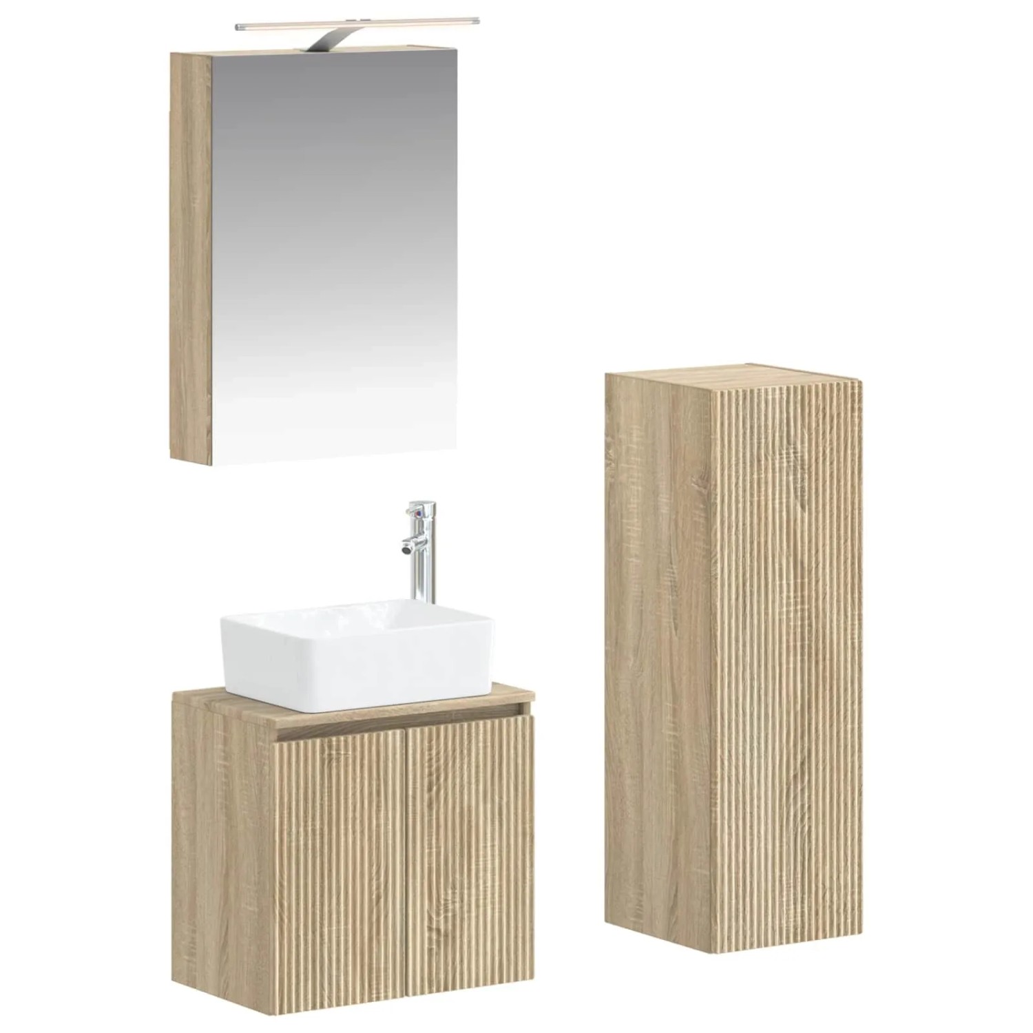 vidaXL Badezimmermöbel-Set 4-Tlg Sonoma-Eiche Ingenieurholz und Glas 3407433