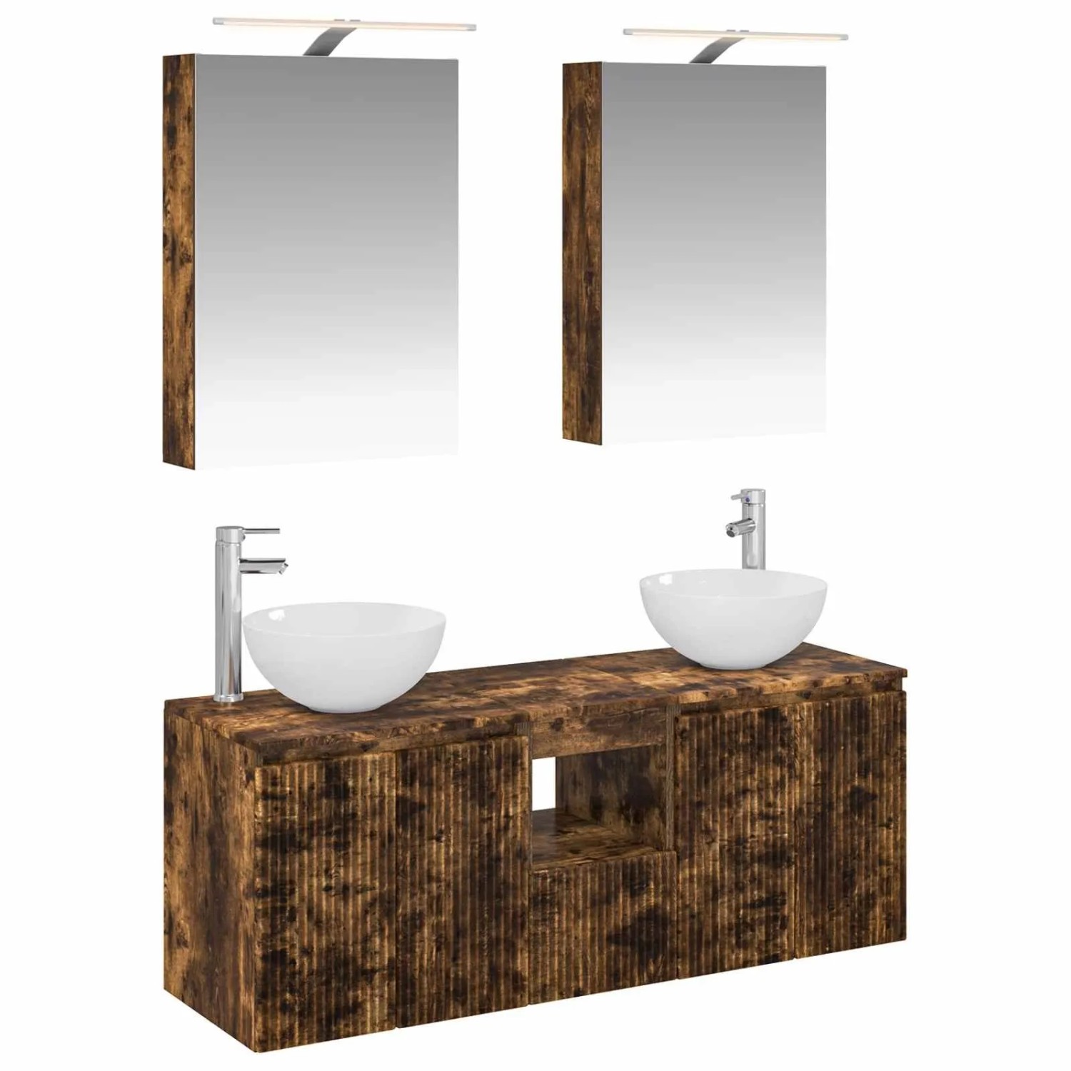 vidaXL Badezimmerschrank-Set 5-Tlg Geräucherte Eiche 50 x 14,5 x 70 cm 3406355