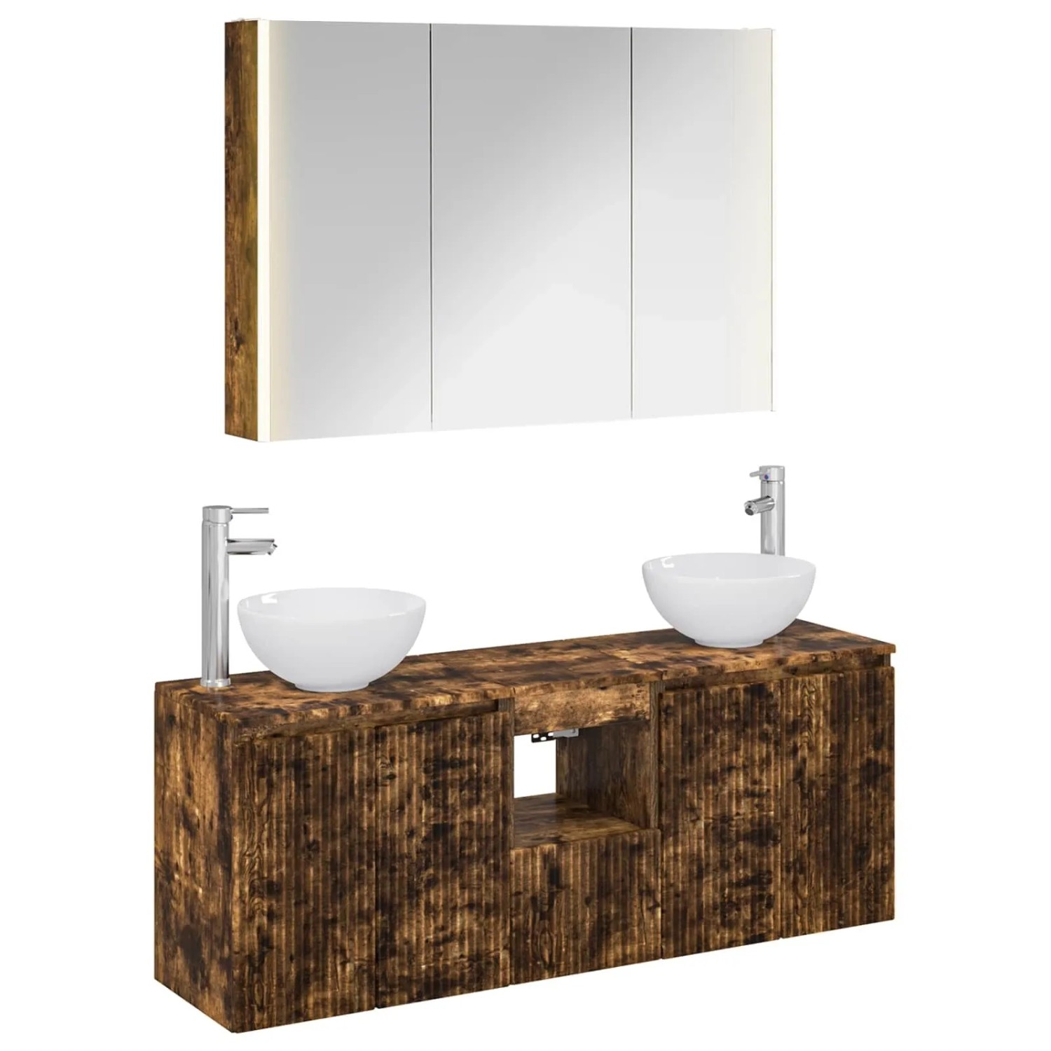 vidaXL Badezimmerschrank-Set 4-Tlg Geräucherte Eiche 3406347