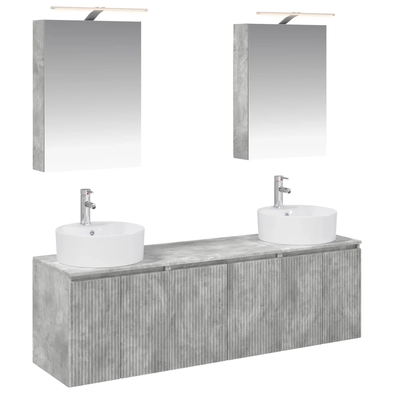 vidaXL Badezimmerschrank-Set 5-Tlg Betongrau Holzwerkstoff 3406434