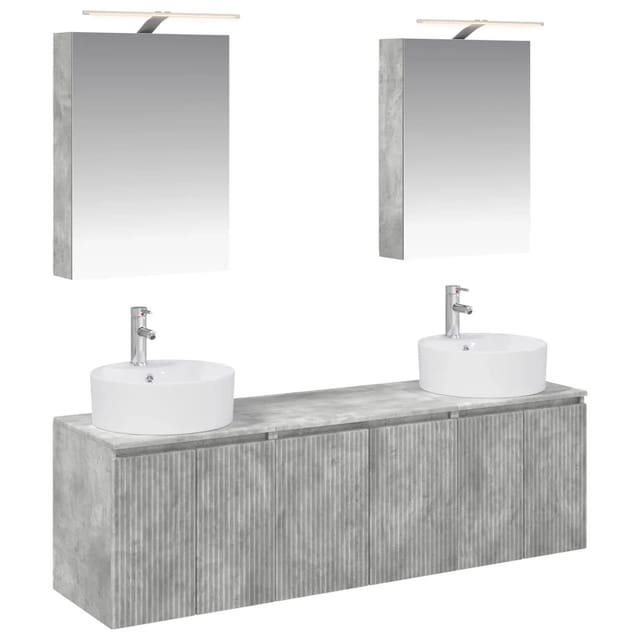 vidaXL Badezimmerschrank-Set 5-Tlg Betongrau Holzwerkstoff 3406434