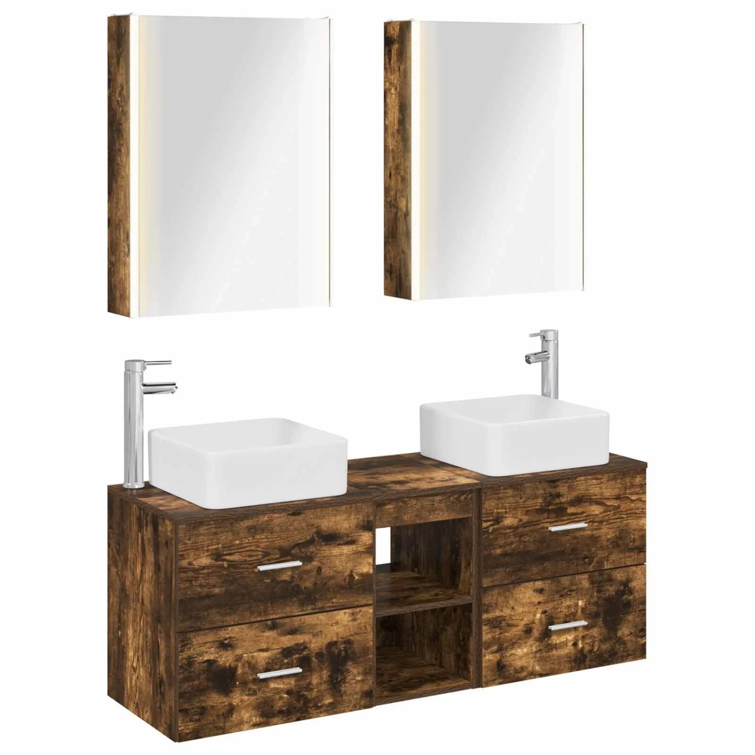 vidaXL Badezimmermöbel-Set 5-Tlg Geräucherte Eiche 3406771