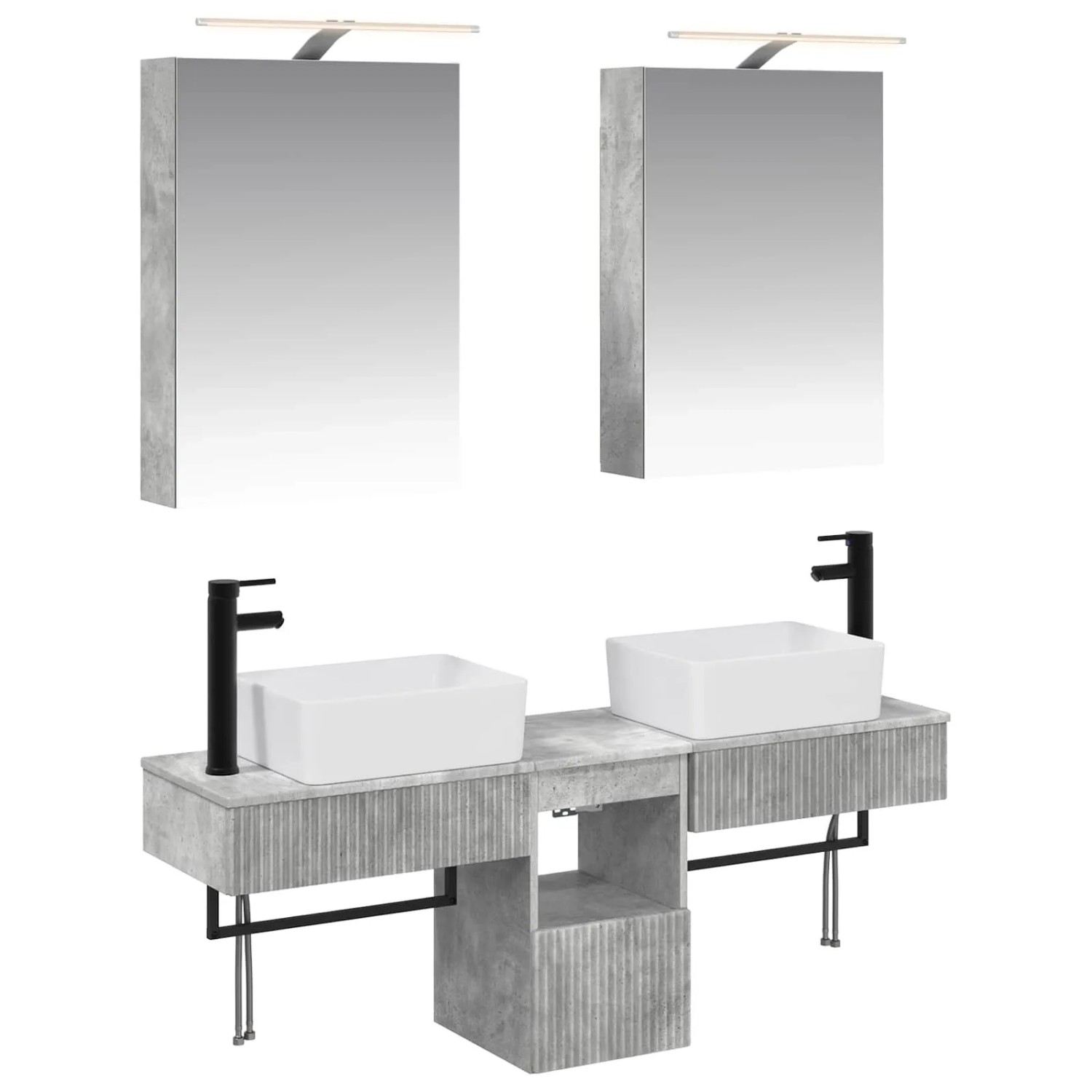 vidaXL Badezimmerschrank-Set 5-Tlg Betongrau 50 x 14,5 x 70 cm 3406314