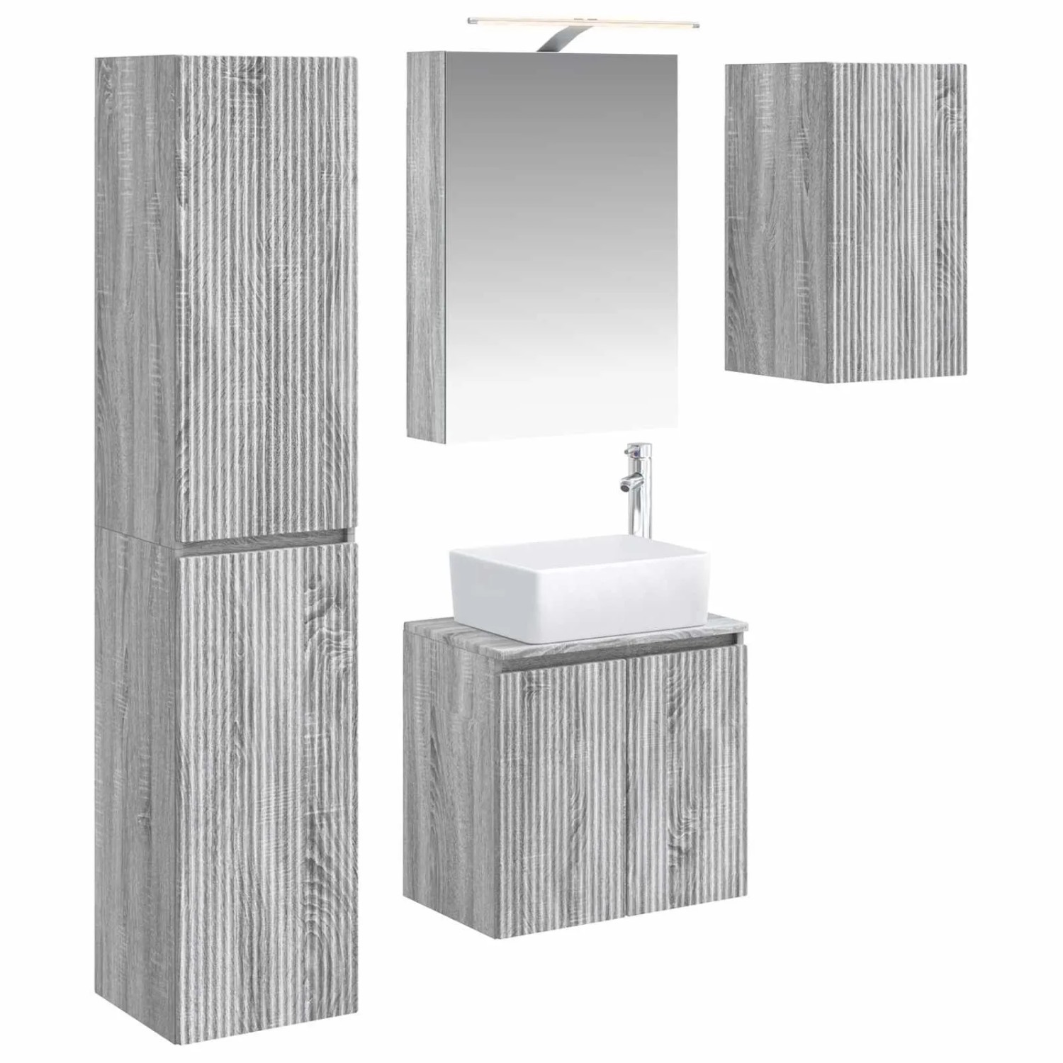 vidaXL Badezimmerschrank-Set 5-Tlg Grau Sonoma 50 x 14,5 x 70 cm 3407316