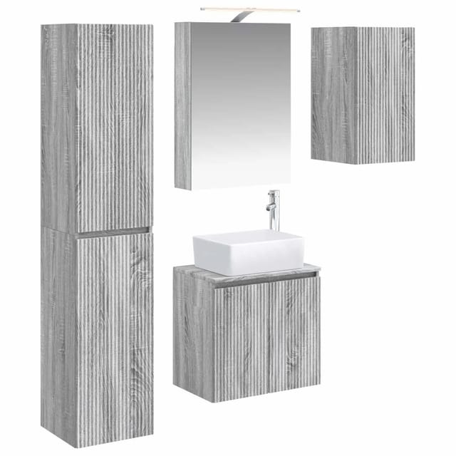 vidaXL Badezimmerschrank-Set 5-Tlg Grau Sonoma 50 x 14,5 x 70 cm 3407316