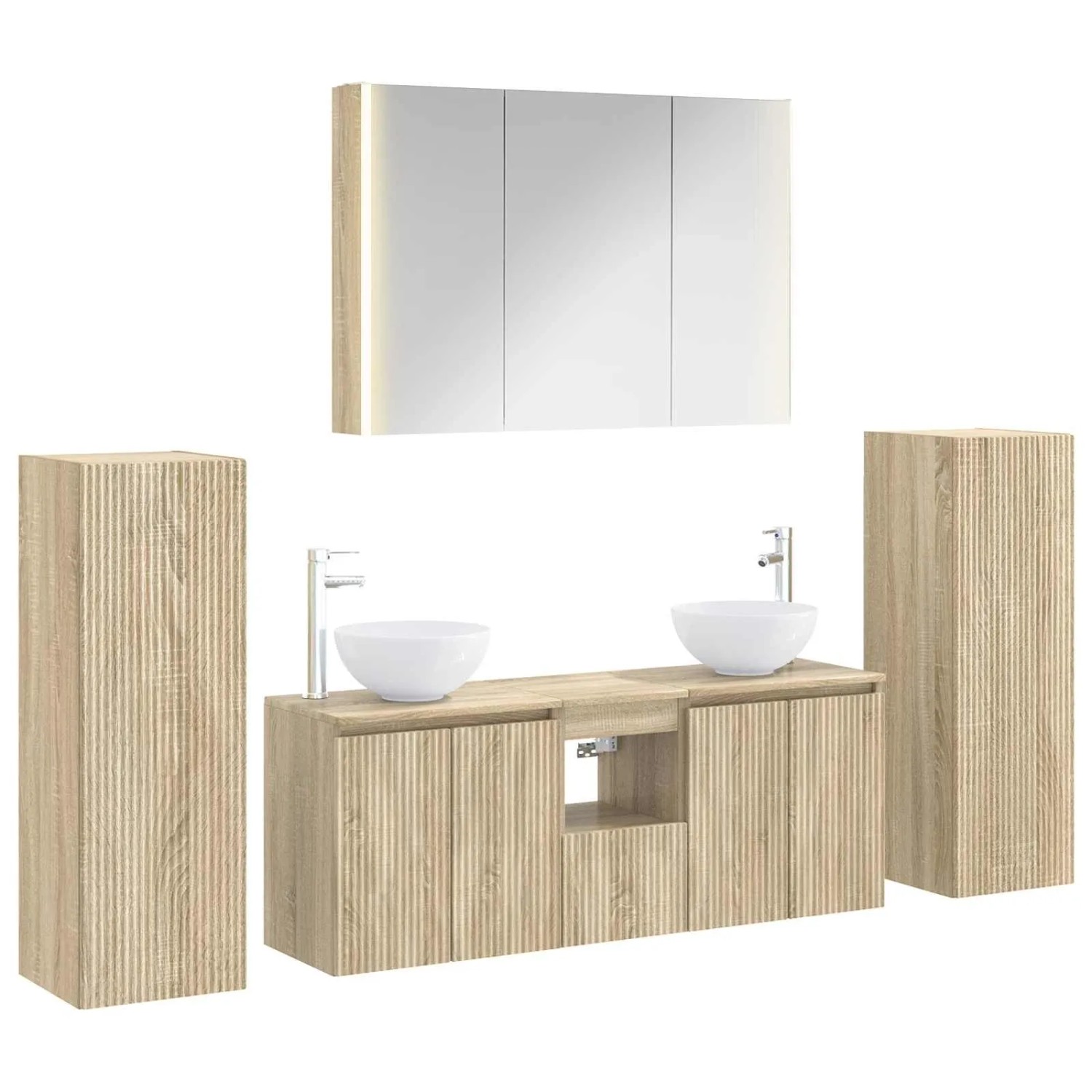 vidaXL Badezimmermöbel-Set 6-Tlg Sonoma-Eiche Ingenieurholz und Glas 3407153
