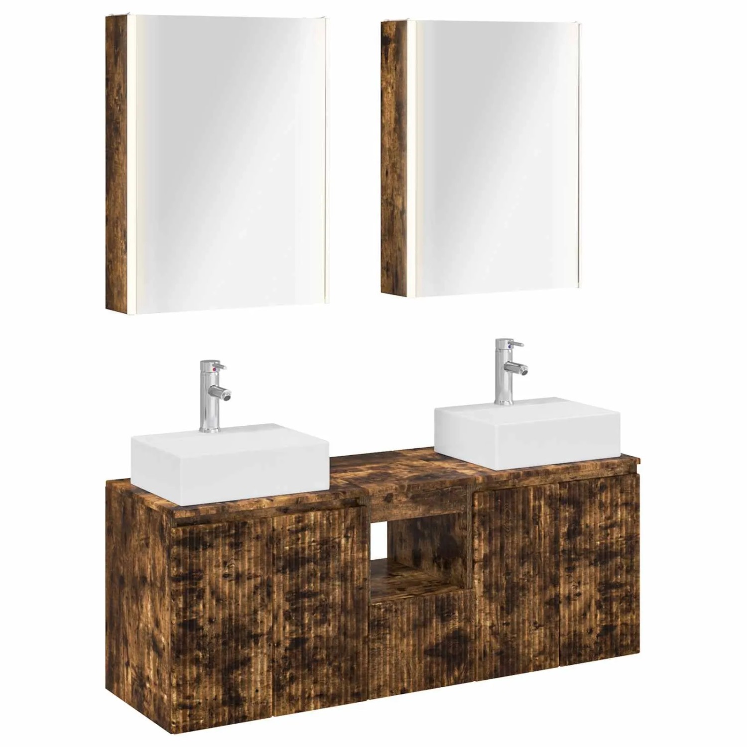 vidaXL Badezimmerschrank-Set 5-Tlg Geräucherte Eiche Holzwerkstoff 3406411
