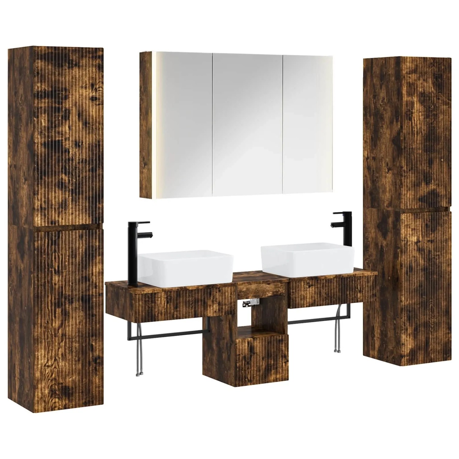 vidaXL Badezimmermöbel-Set 6-Tlg Geräucherte Eiche 3407203