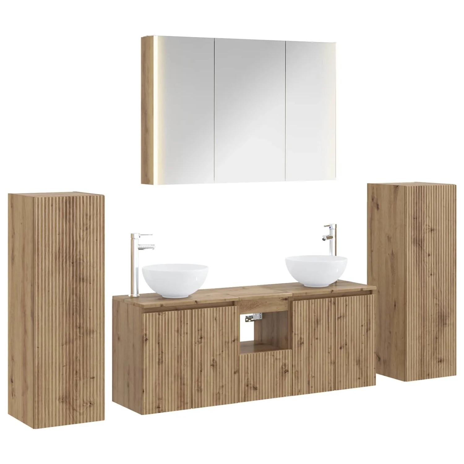 vidaXL Badezimmermöbel-Set 6-Tlg Artisan-Eiche Ingenieurholz und Glas 3407158