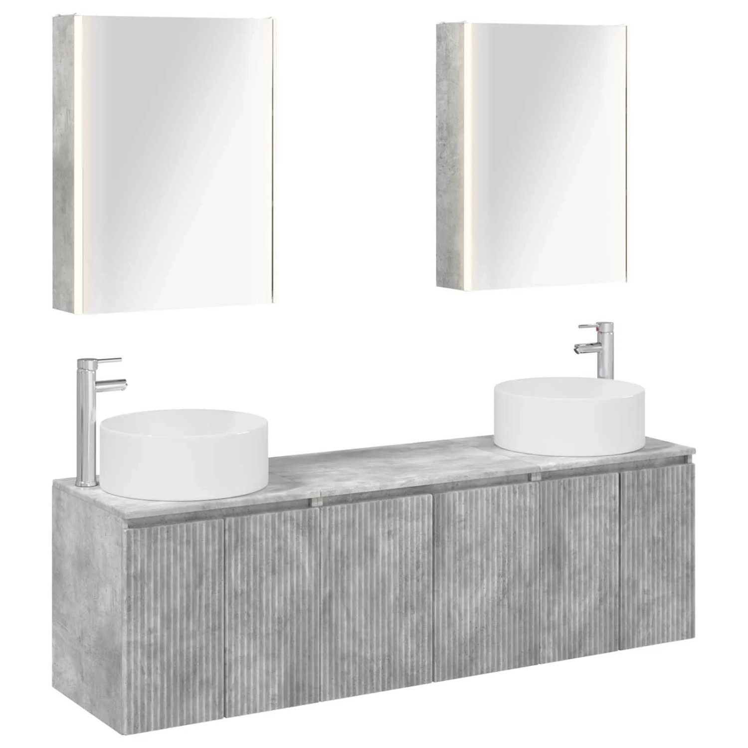 vidaXL Badezimmerschrank-Set 5-Tlg Betongrau Holzwerkstoff 3406570