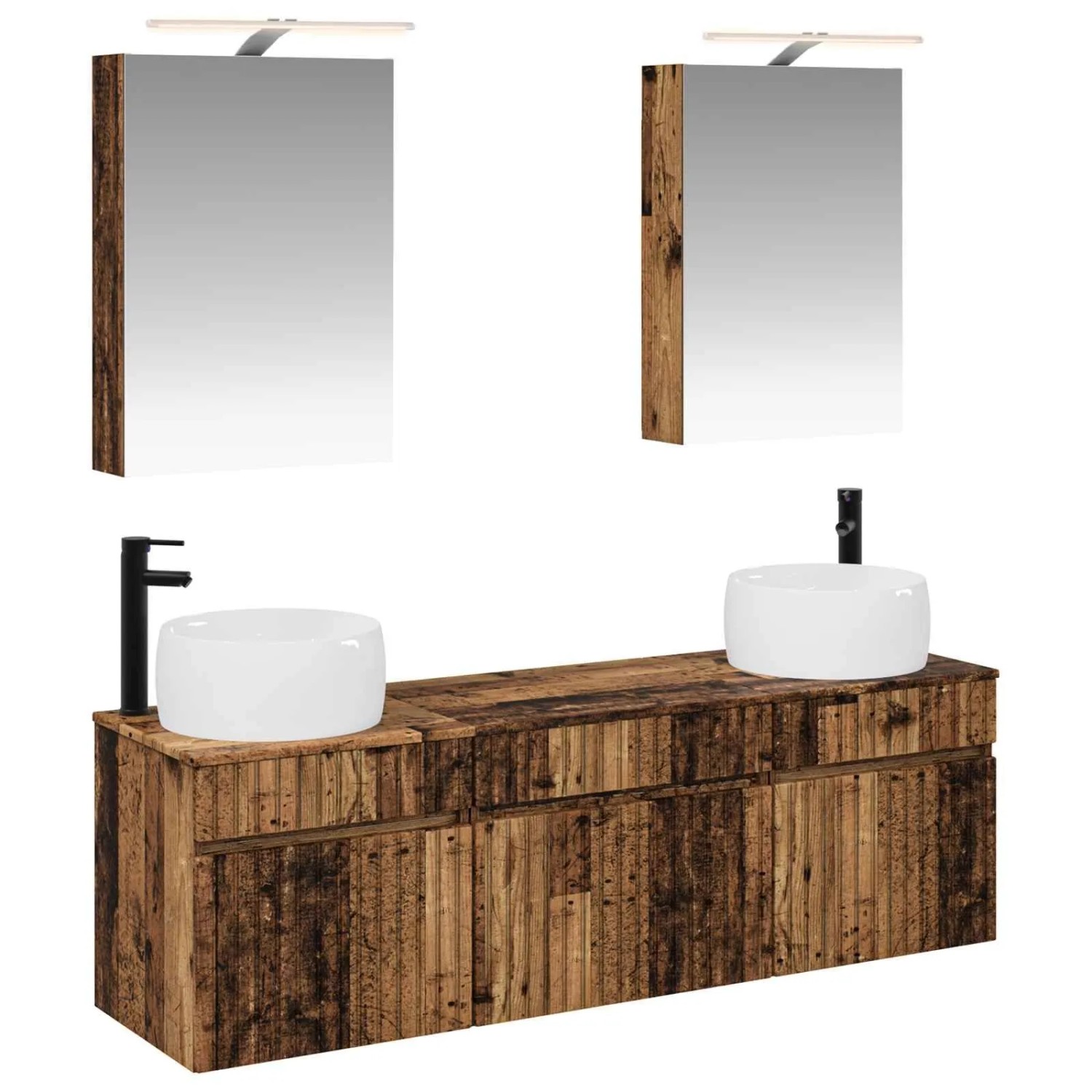 vidaXL Badezimmerschrank-Set 5-Tlg Altholz 50 x 14,5 x 70 cm 3406637