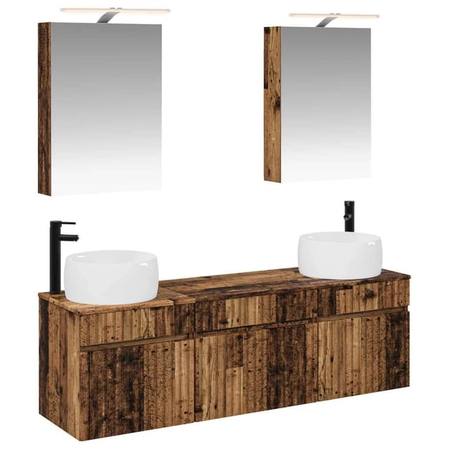 vidaXL Badezimmerschrank-Set 5-Tlg Altholz 50 x 14,5 x 70 cm 3406637