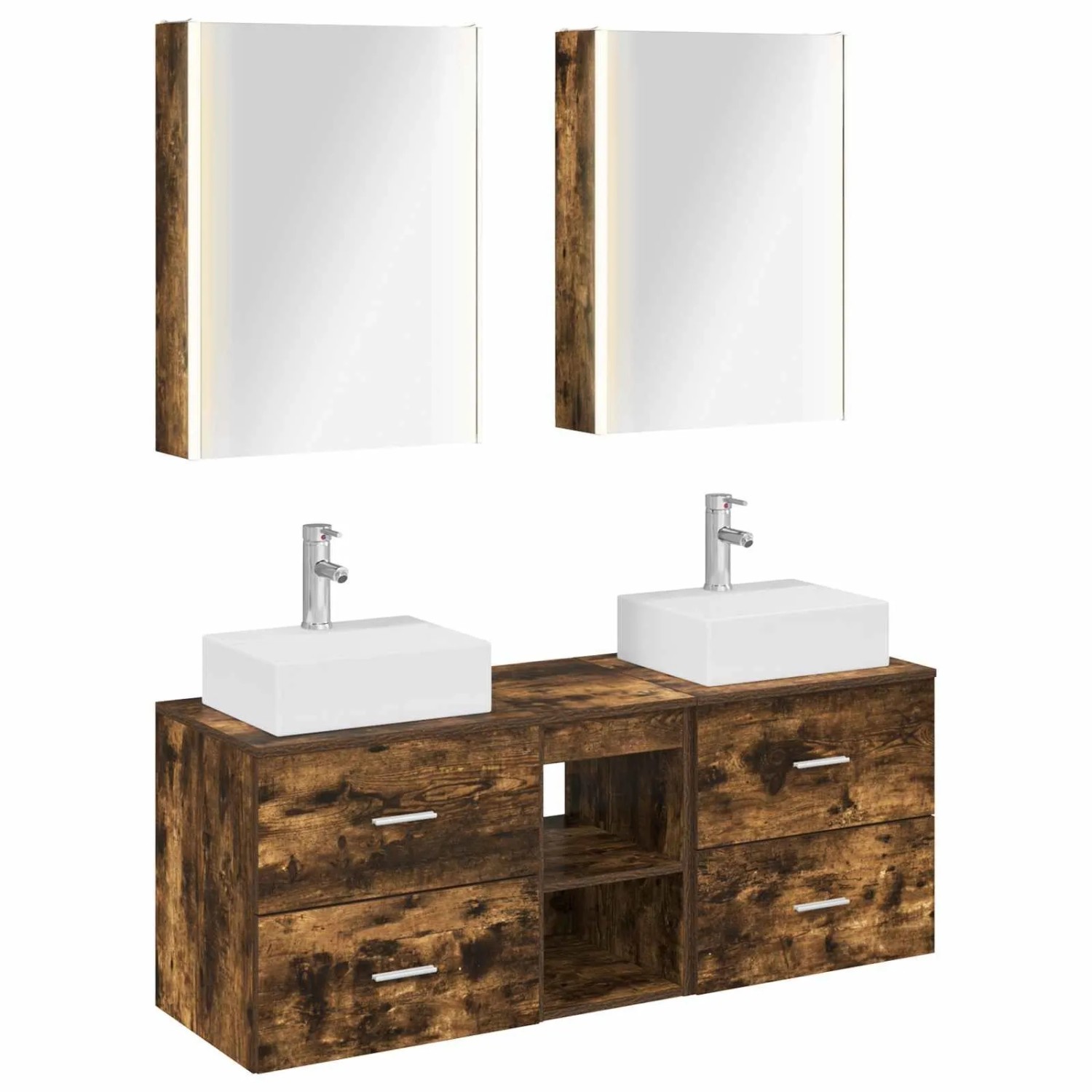 vidaXL Badezimmermöbel-Set 5-Tlg Geräucherte Eiche 3406811