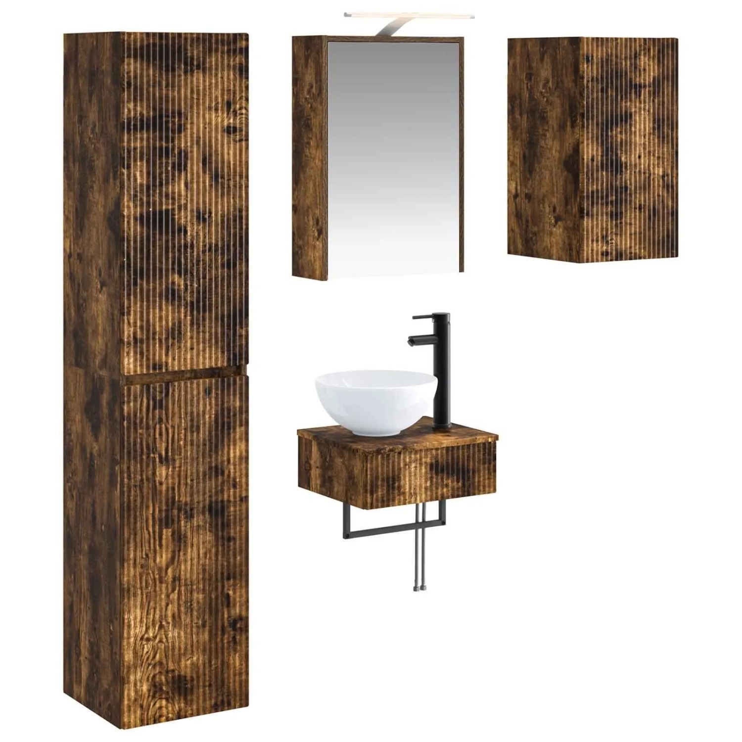 vidaXL Badezimmermöbel-Set 5-Tlg Geräucherte Eiche 3407251