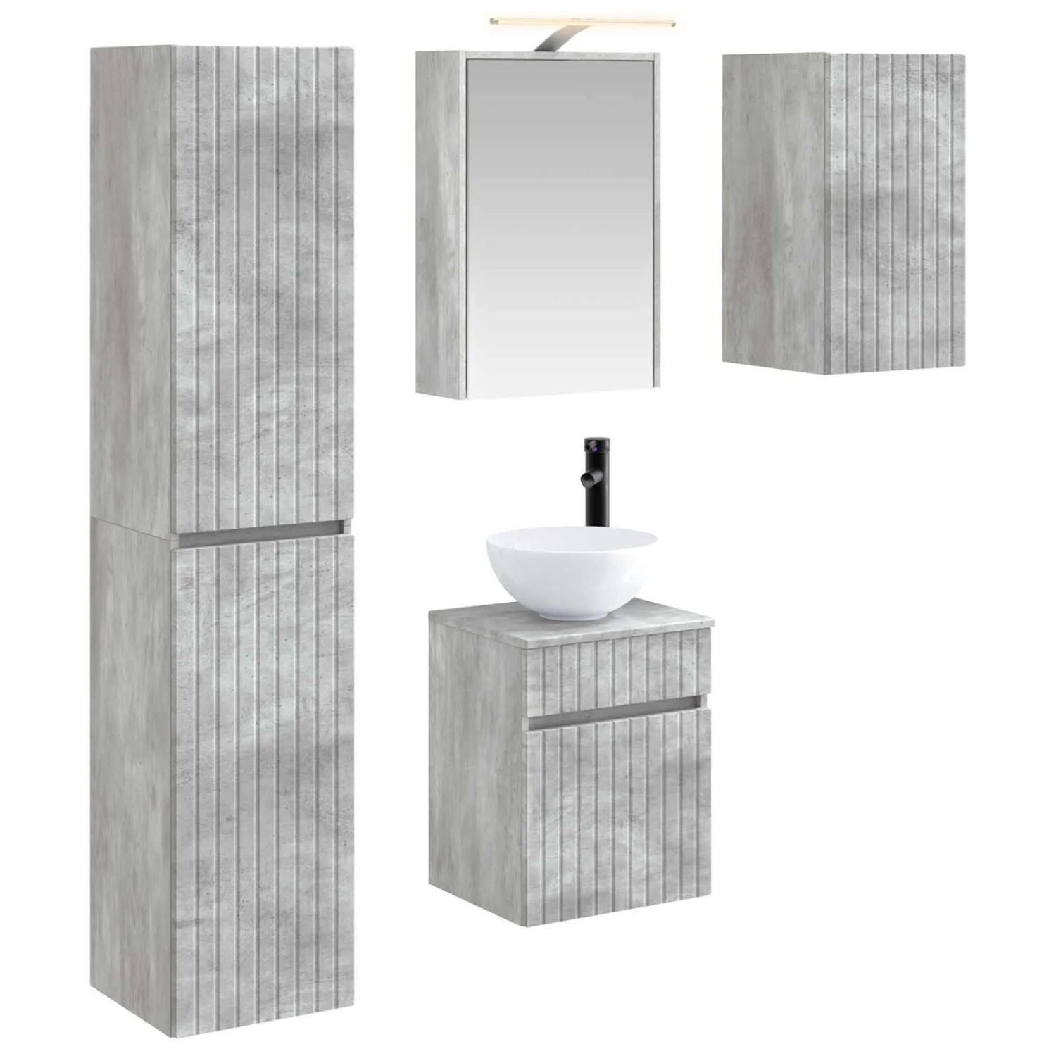 vidaXL Badezimmerschrank-Set 5-Tlg Betongrau 43 x 16 x 62,5 cm 3407346