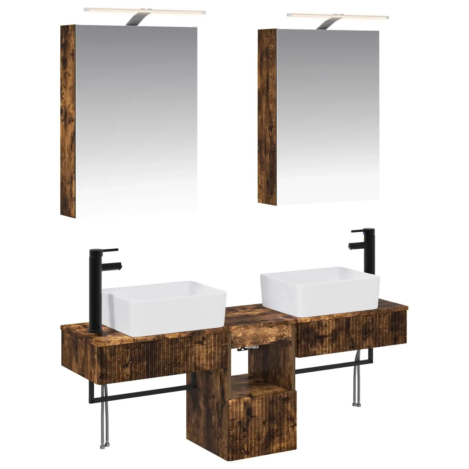 vidaXL Badezimmerschrank-Set 5-Tlg Geräucherte Eiche 50 x 14,5 x 70 cm 3406315