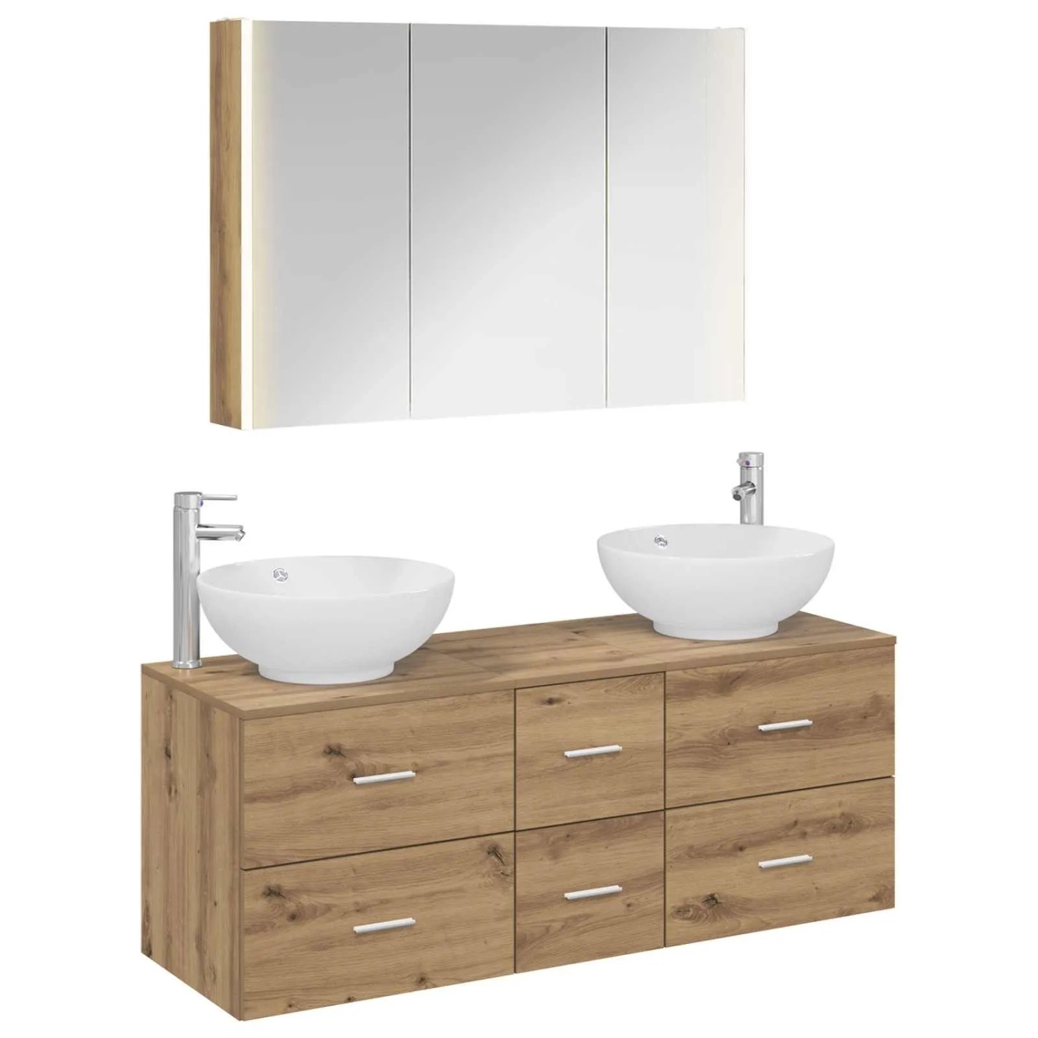 vidaXL Badezimmermöbel-Set 4-Tlg Artisan-Eiche Ingenieurholz und Glas 3406990