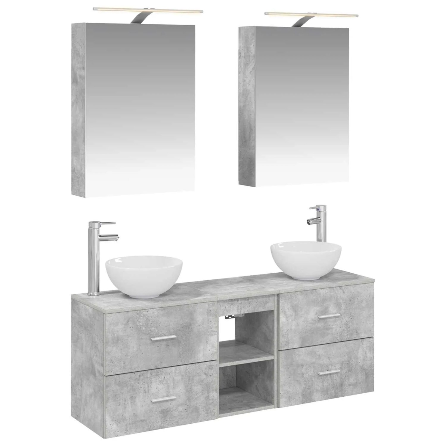 vidaXL Badezimmerschrank-Set 5-Tlg Betongrau 50 x 14,5 x 70 cm 3406674