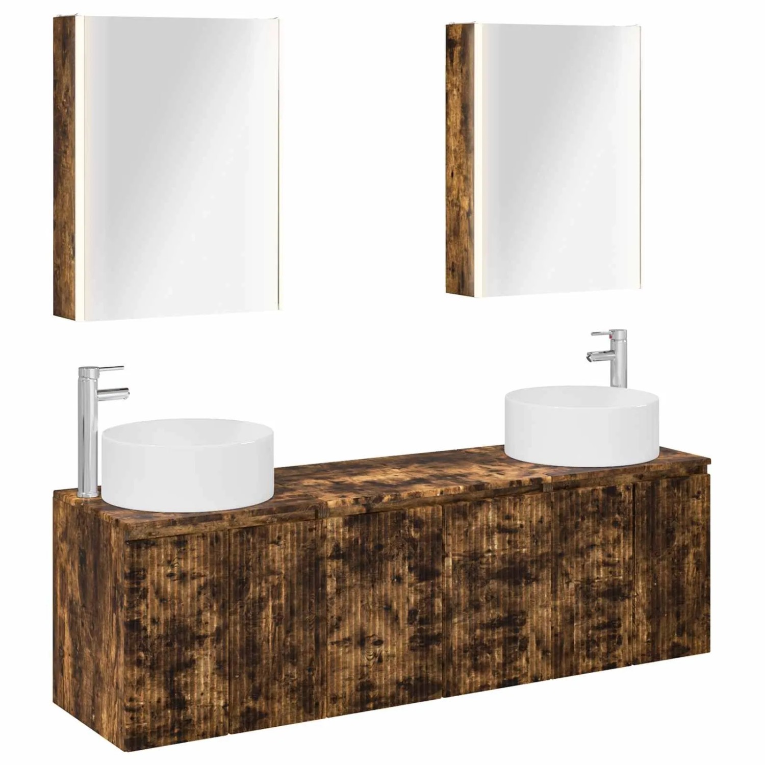 vidaXL Badezimmerschrank-Set 5-Tlg Geräucherte Eiche Holzwerkstoff 3406571