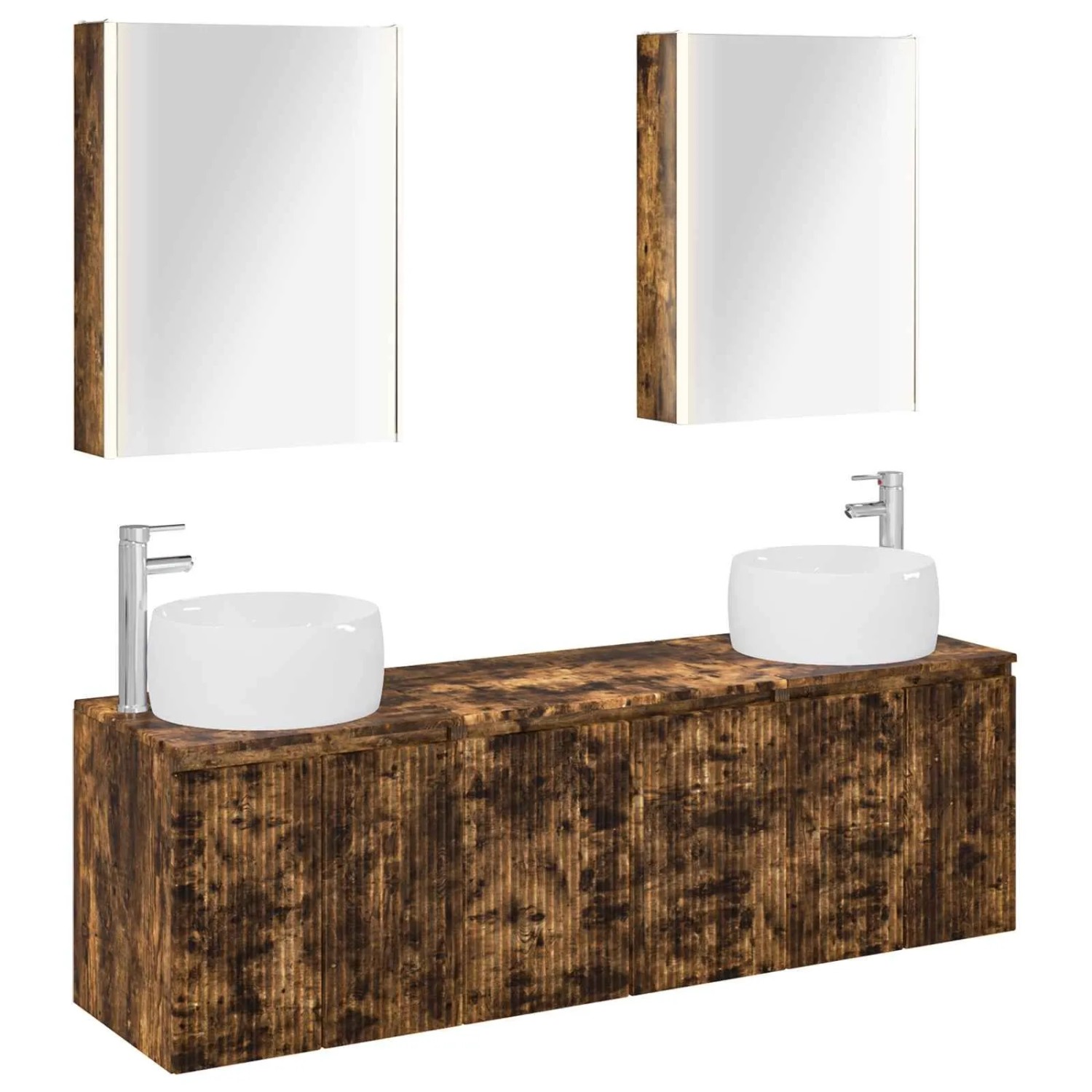 vidaXL Badezimmerschrank-Set 5-Tlg Geräucherte Eiche Holzwerkstoff 3406531
