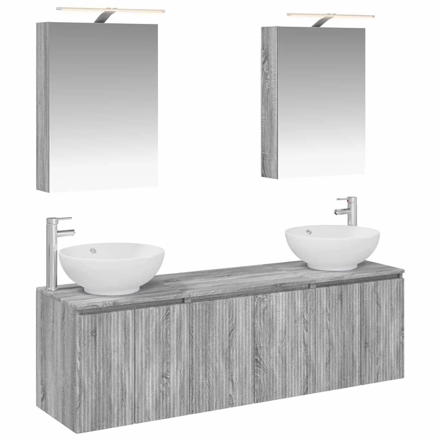 vidaXL Badezimmerschrank-Set 5-Tlg Grau Sonoma Holzwerkstoff 3406476