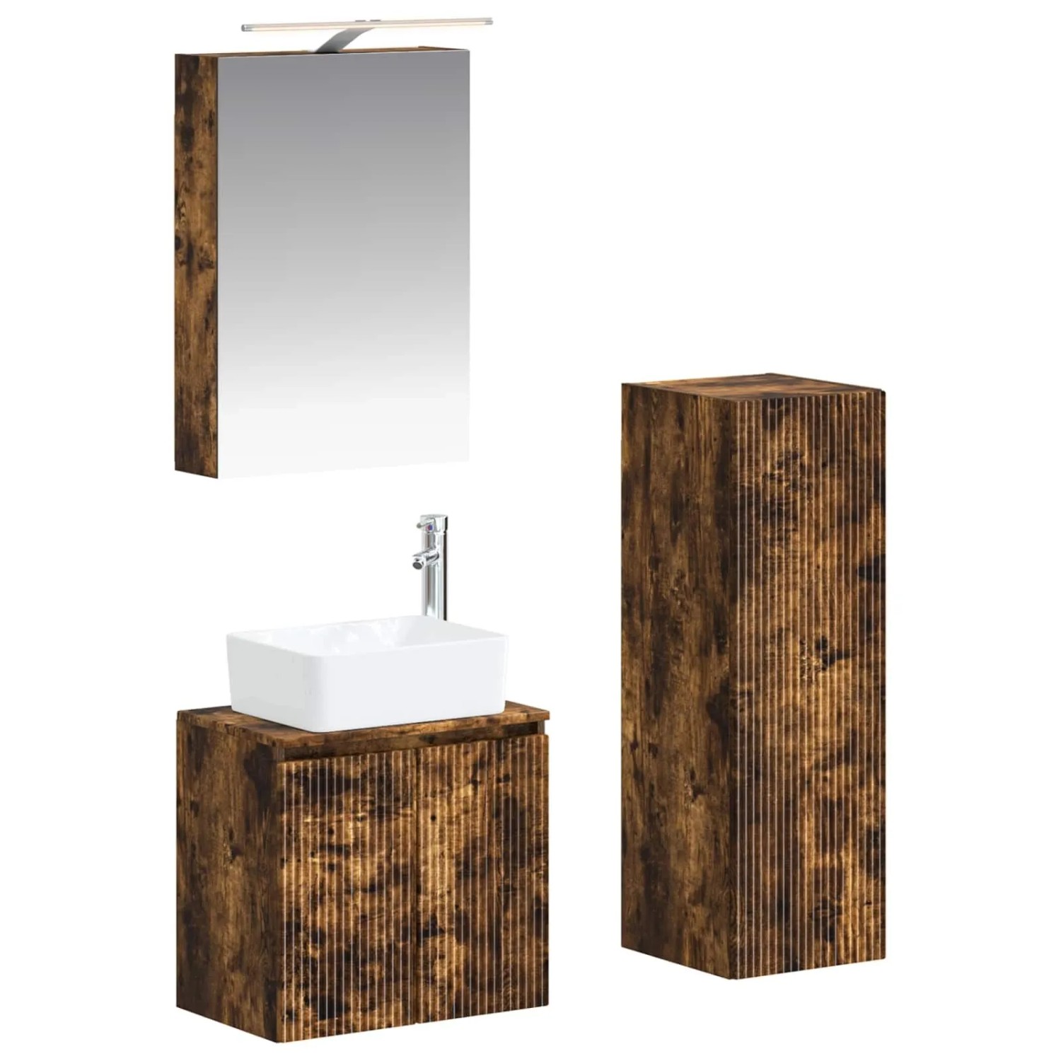 vidaXL Badezimmermöbel-Set 4-Tlg Geräucherte Eiche 3407435