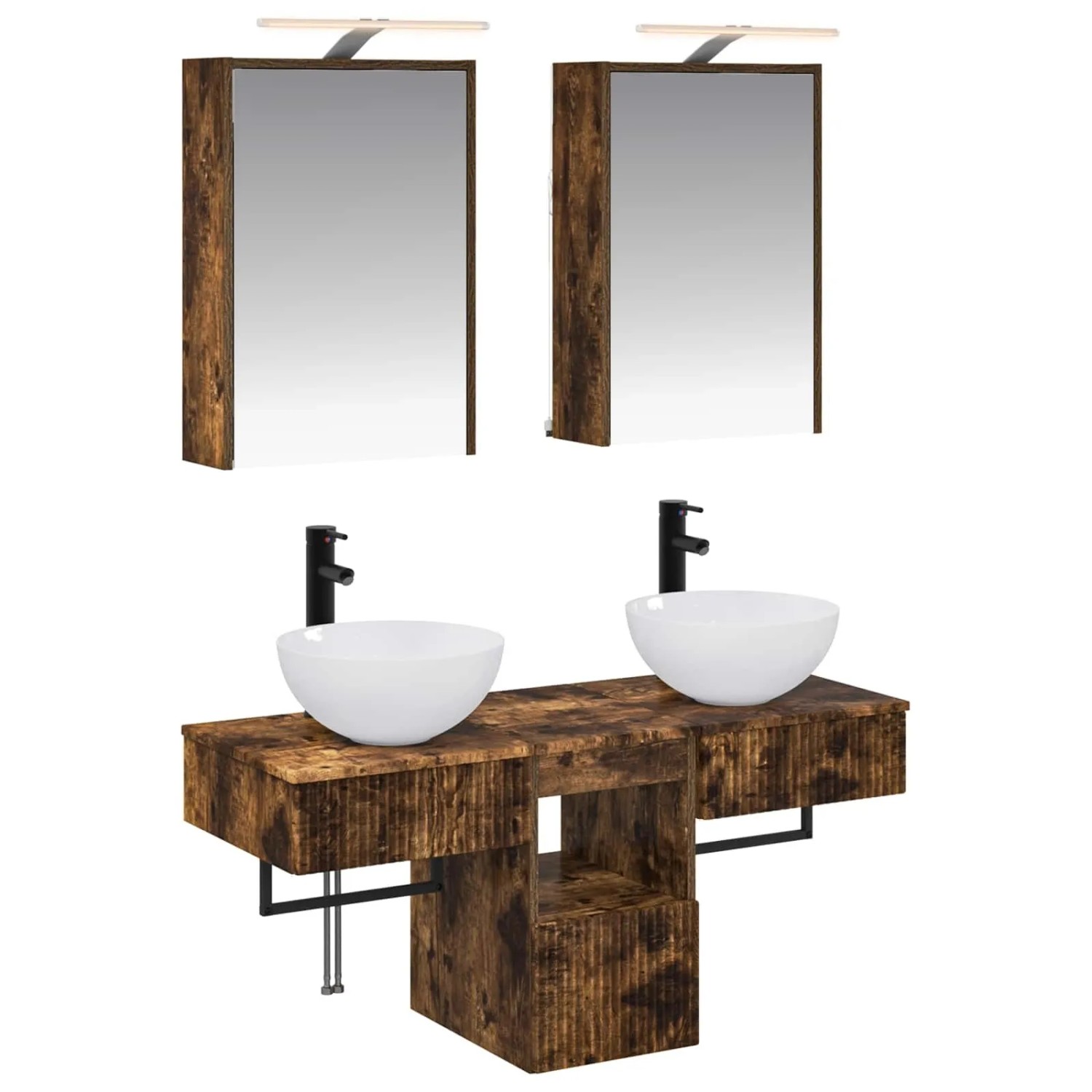 vidaXL Badezimmerschrank-Set 5-Tlg Geräucherte Eiche 43 x 16 x 62,5 cm 3406283