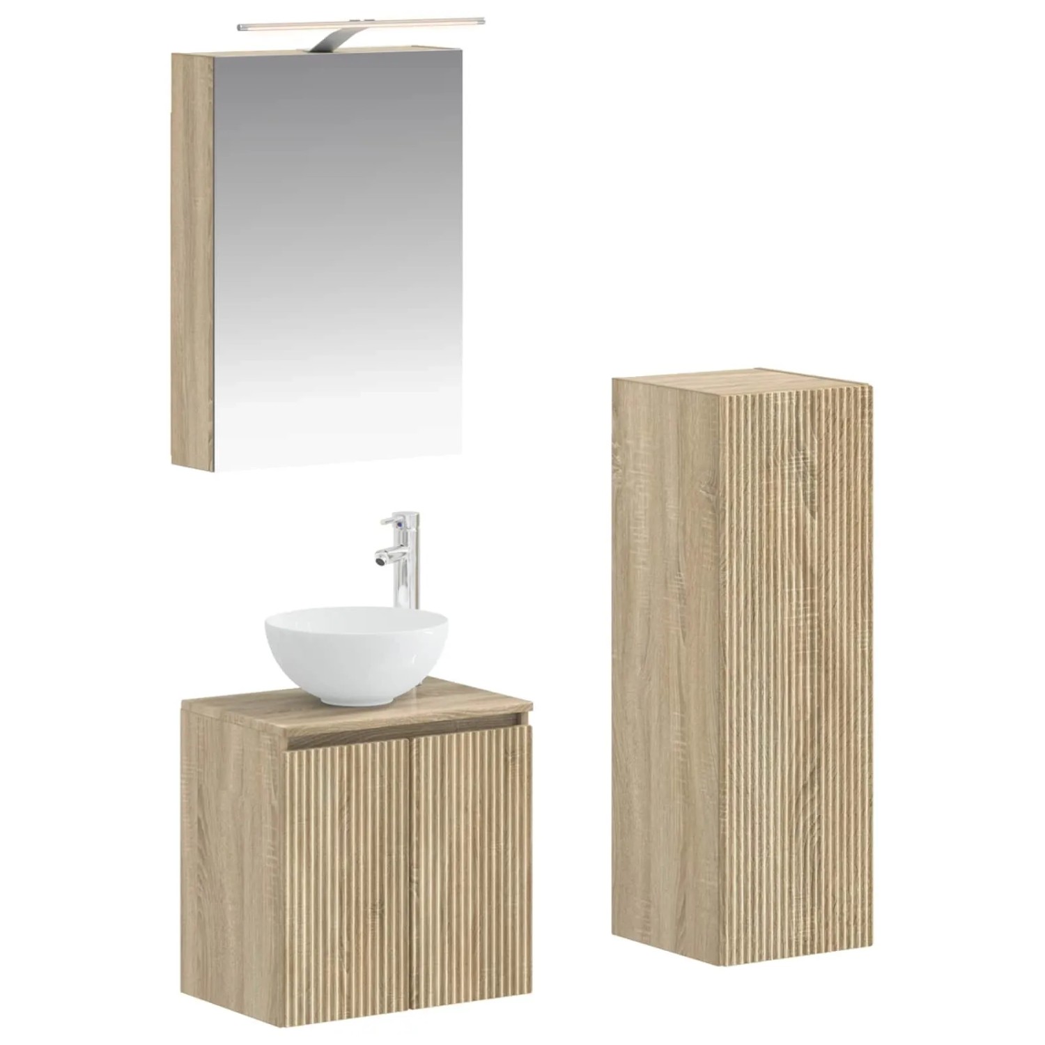 vidaXL Badezimmermöbel-Set 4-Tlg Sonoma-Eiche Ingenieurholz und Glas 3407409