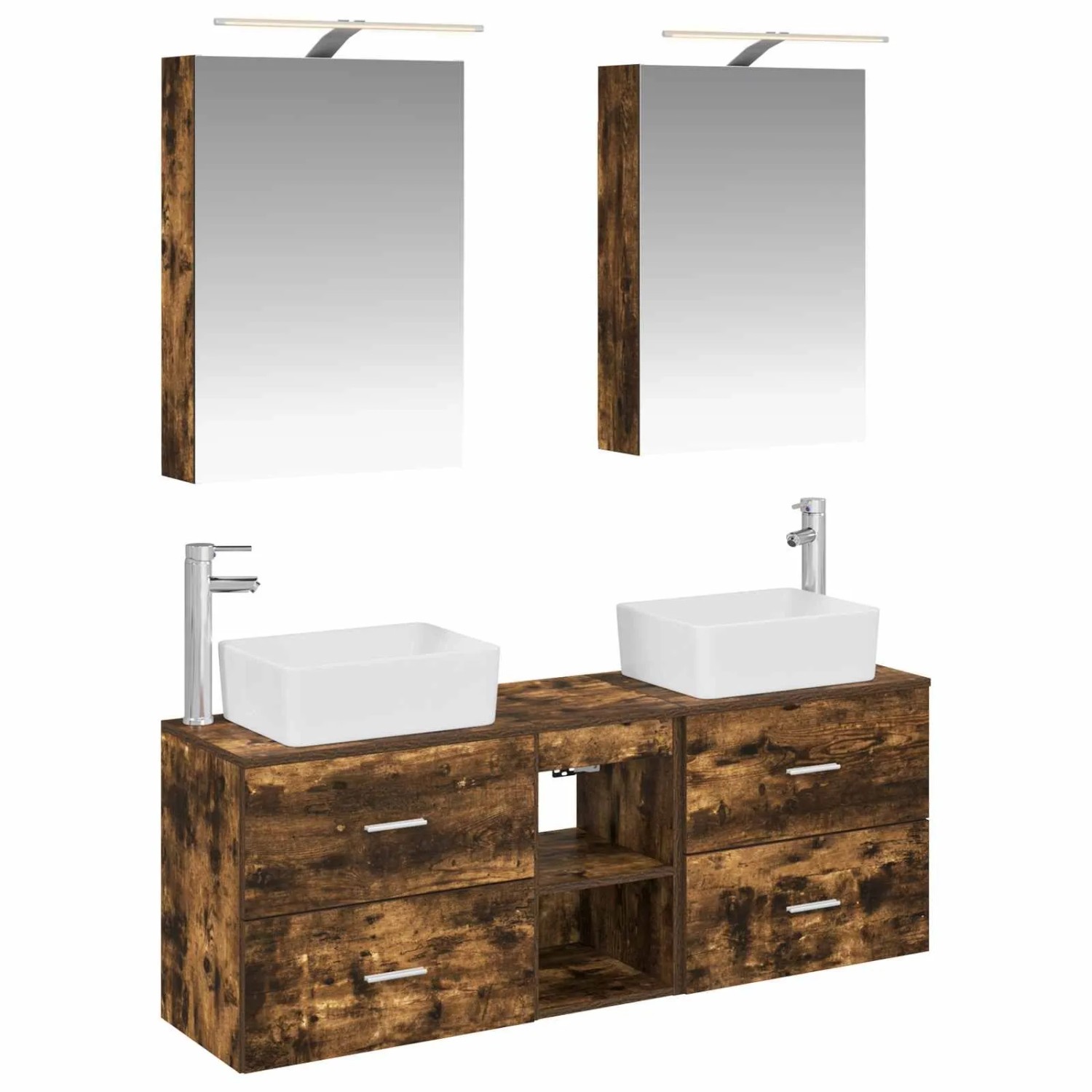 vidaXL Badezimmermöbel-Set 5-Tlg Geräucherte Eiche 3406835