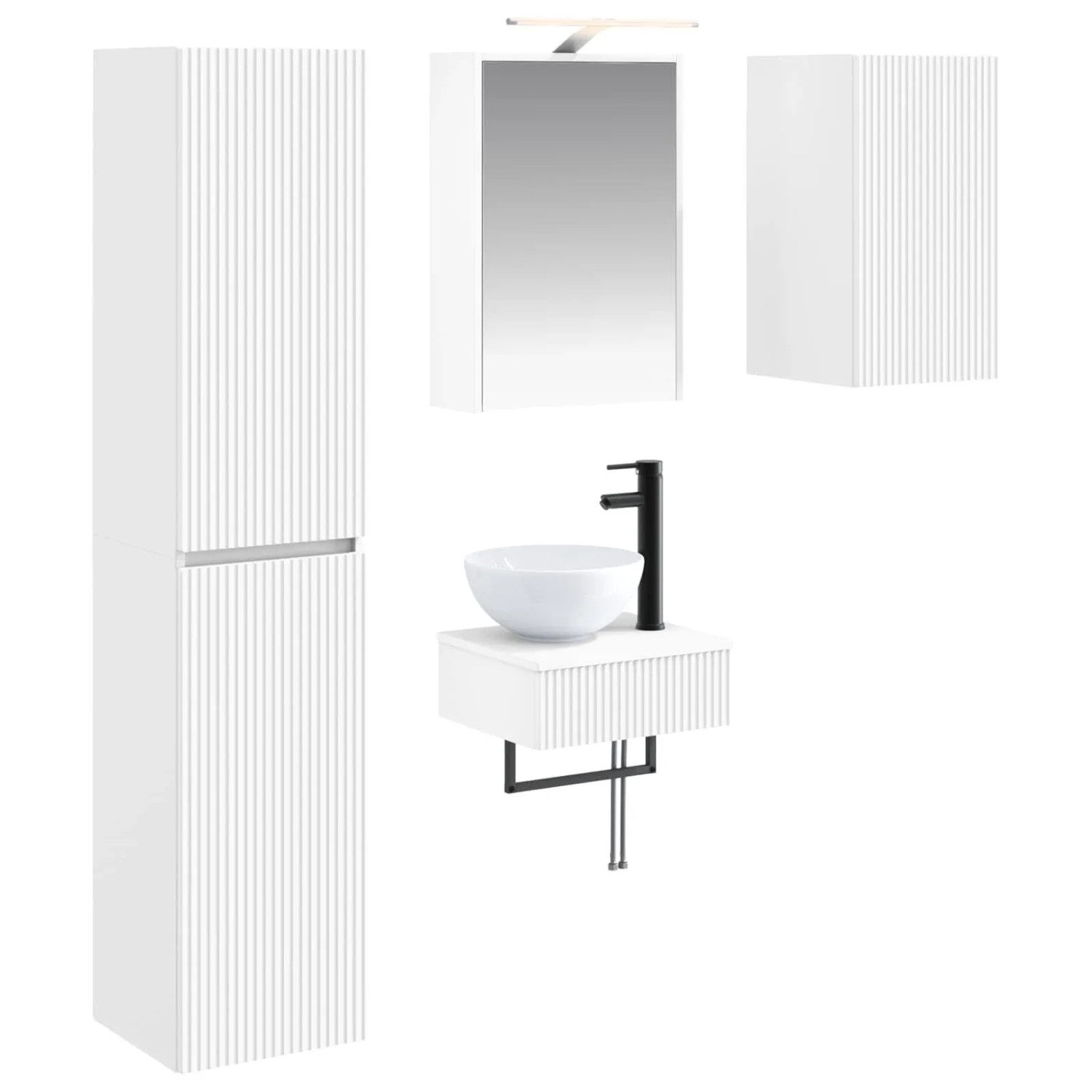 vidaXL Badezimmermöbel-Set 5-Tlg Weiß Ingenieurholz und Glas 3407247