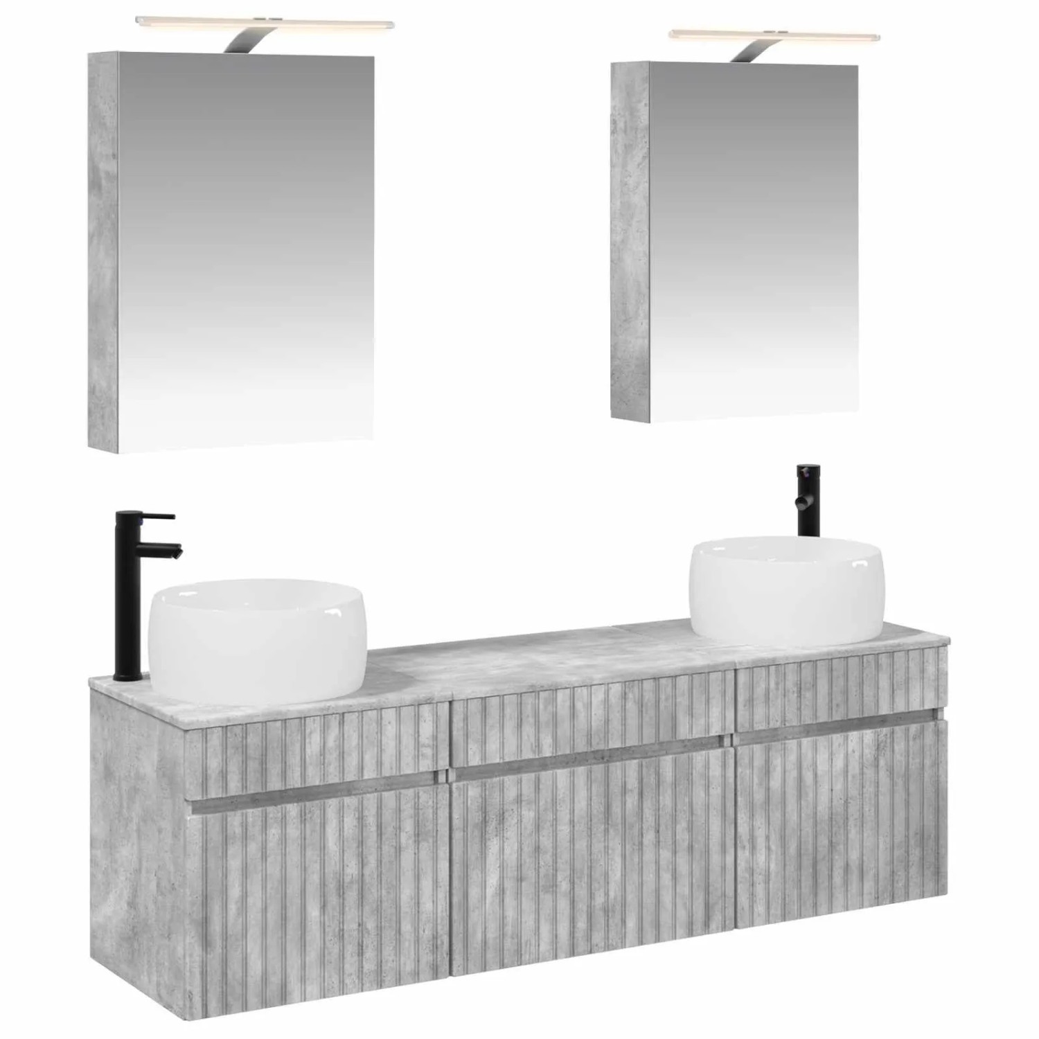 vidaXL Badezimmerschrank-Set 5-Tlg Betongrau 50 x 14,5 x 70 cm 3406634