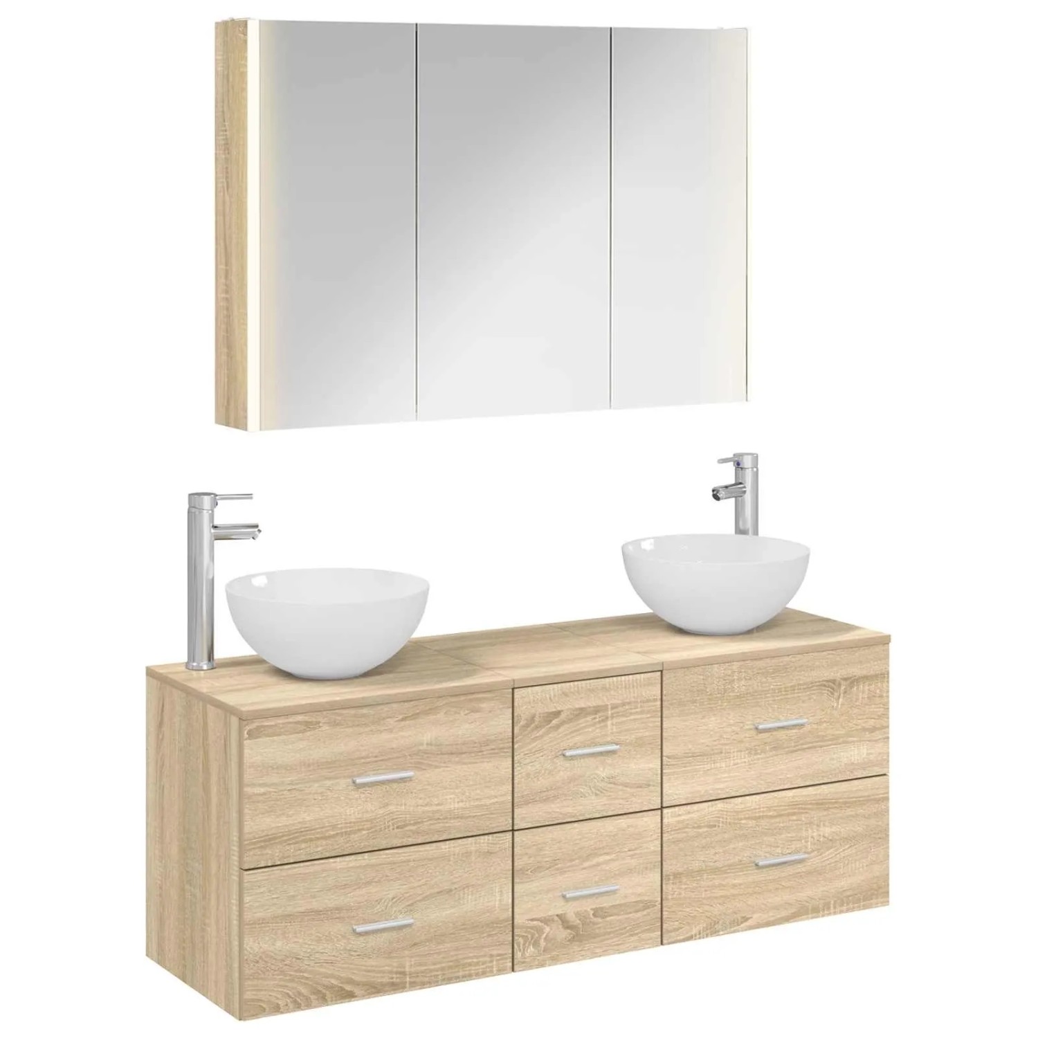 vidaXL Badezimmermöbel-Set 4-Tlg Sonoma-Eiche Ingenieurholz und Glas 3406745