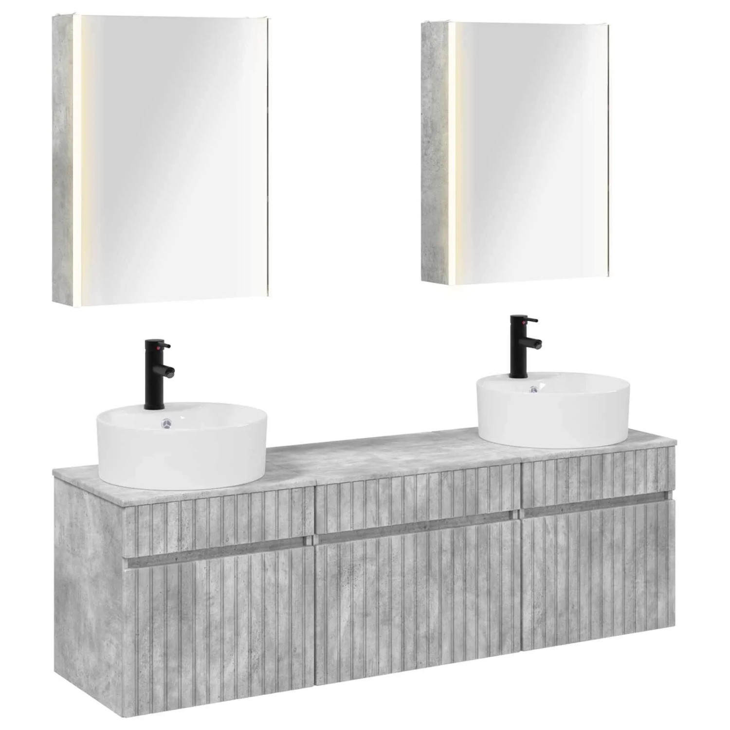 vidaXL Badezimmerschrank-Set 5-Tlg Betongrau 53 x 15,5 x 70 cm 3406610