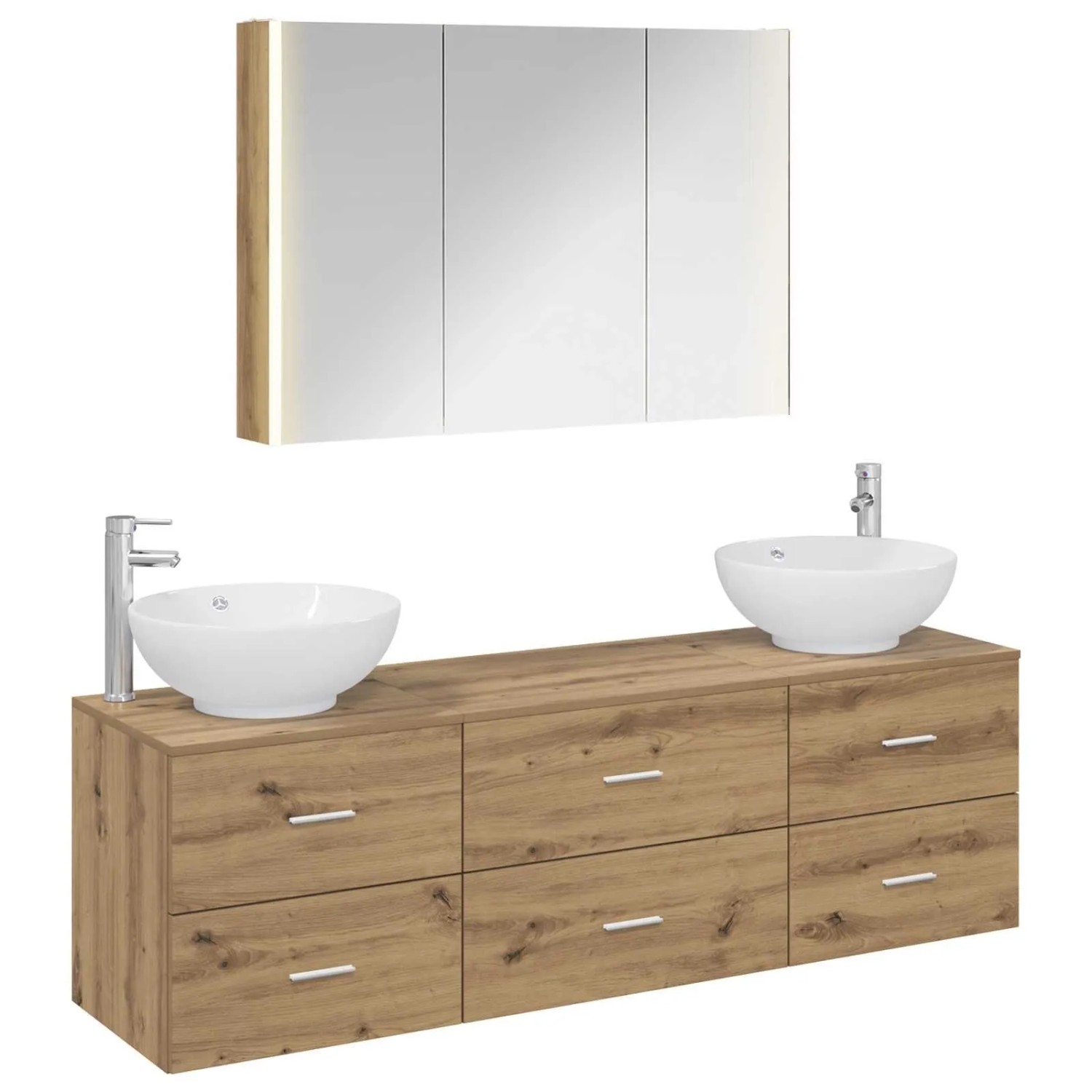 vidaXL Badezimmermöbel-Set 4-Tlg Artisan-Eiche Ingenieurholz und Glas 3406950