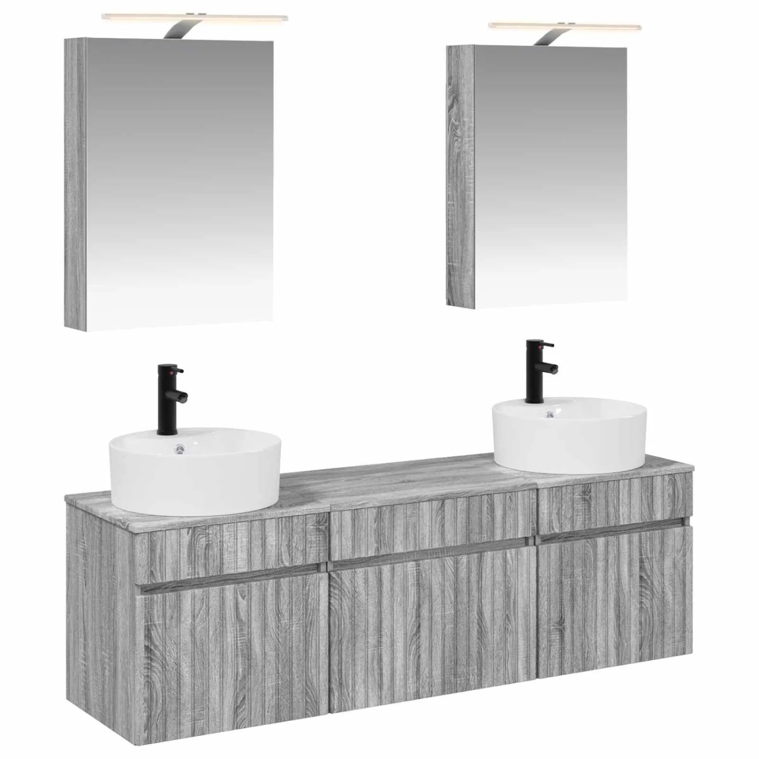 vidaXL Badezimmerschrank-Set 5-Tlg Grau Sonoma 50 x 14,5 x 70 cm 3406596