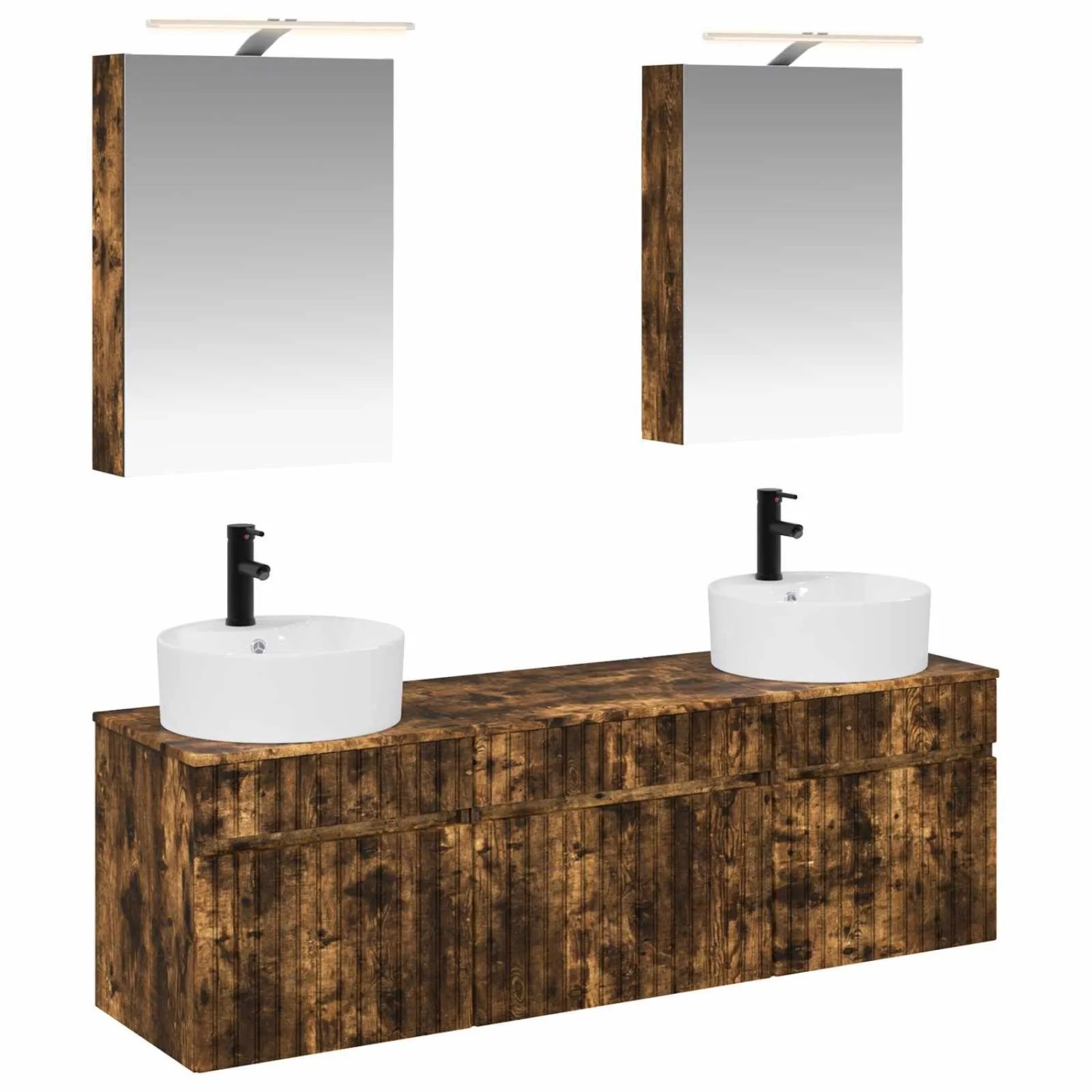 vidaXL Badezimmerschrank-Set 5-Tlg Geräucherte Eiche 50 x 14,5 x 70 cm 3406595