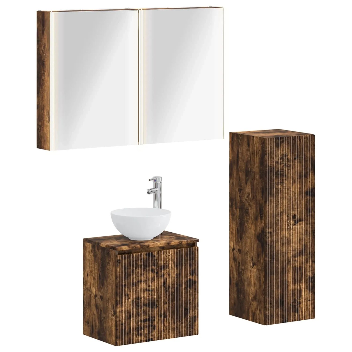 vidaXL Badezimmermöbel-Set 4-Tlg Geräucherte Eiche 3407427