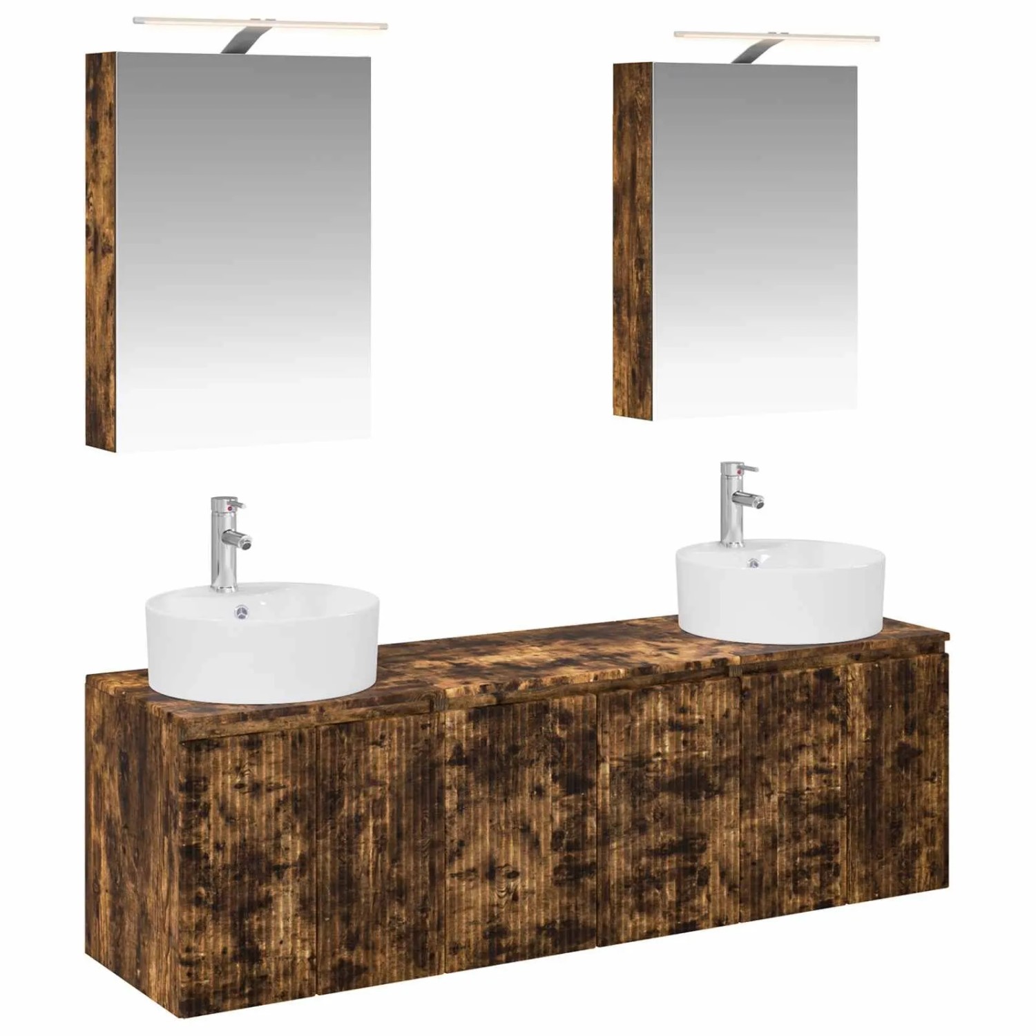 vidaXL Badezimmerschrank-Set 5-Tlg Geräucherte Eiche Holzwerkstoff 3406435