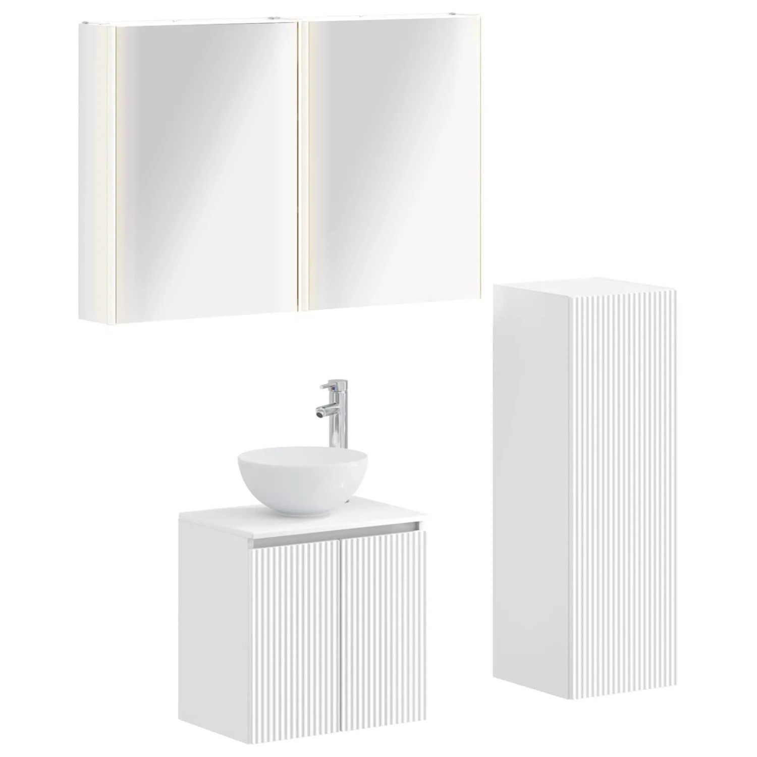 vidaXL Badezimmermöbel-Set 4-Tlg Weiß Ingenieurholz und Glas 3407423