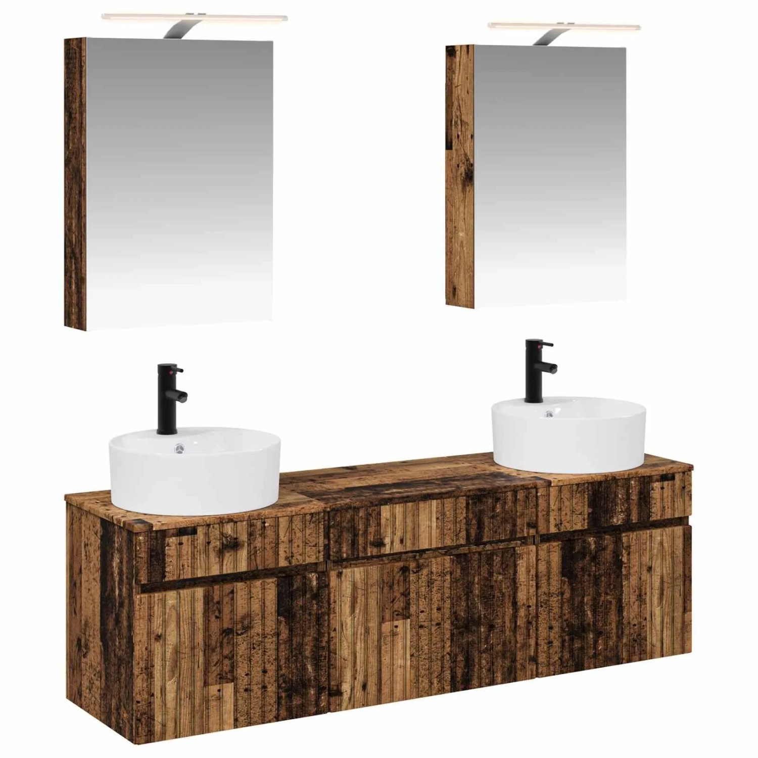 vidaXL Badezimmerschrank-Set 5-Tlg Altholz 50 x 14,5 x 70 cm 3406597