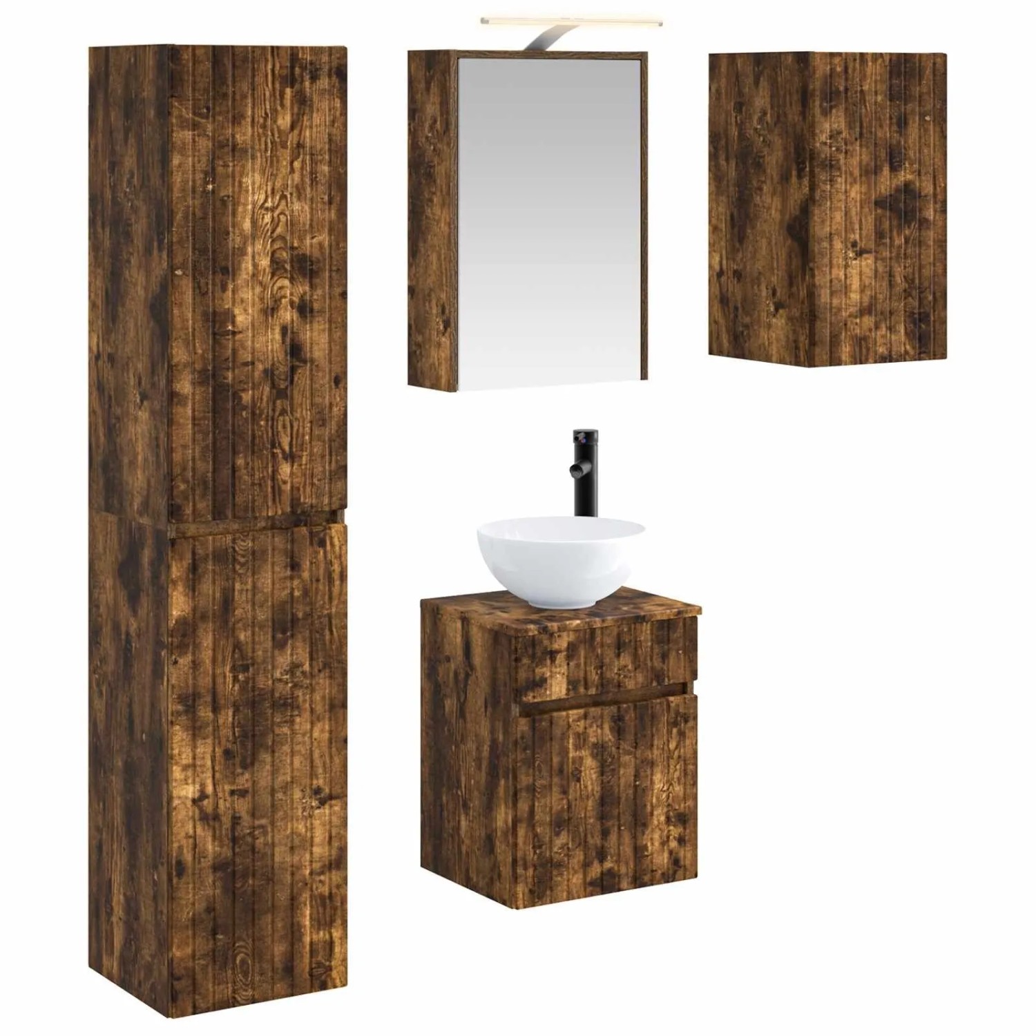 vidaXL Badezimmerschrank-Set 5-Tlg Geräucherte Eiche 43 x 16 x 62,5 cm 3407347