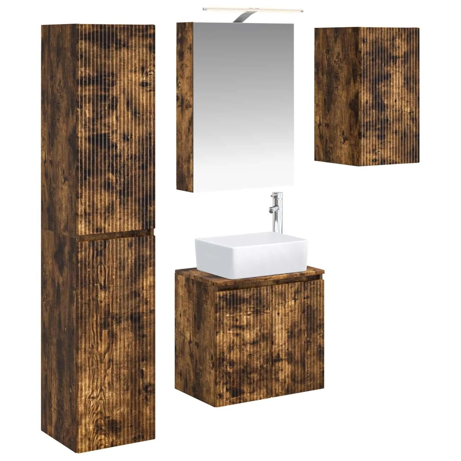 vidaXL Badezimmerschrank-Set 5-Tlg Geräucherte Eiche 50 x 14,5 x 70 cm 3407315