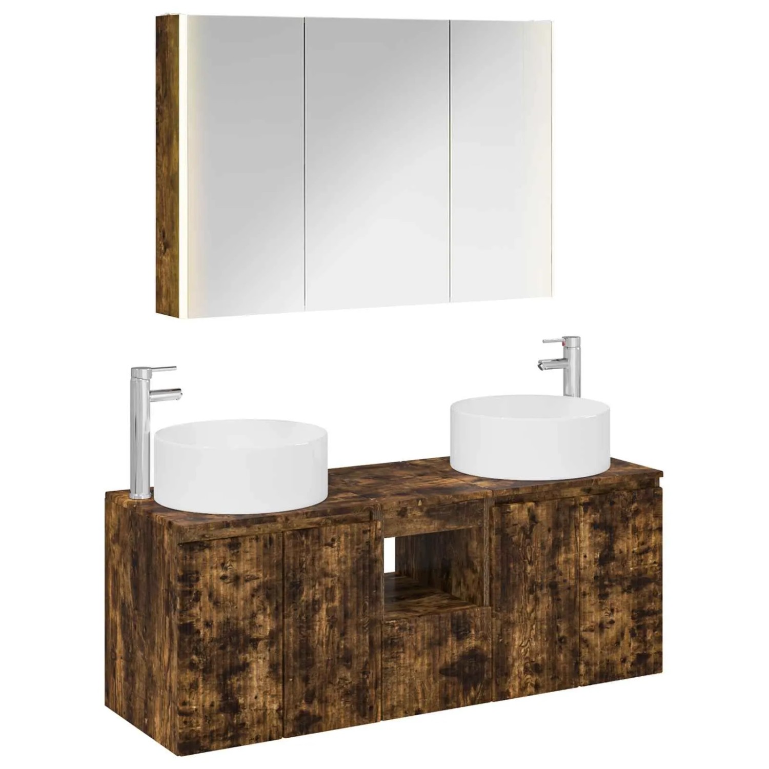 vidaXL Badezimmerschrank-Set 4-Tlg Geräucherte Eiche 3406587