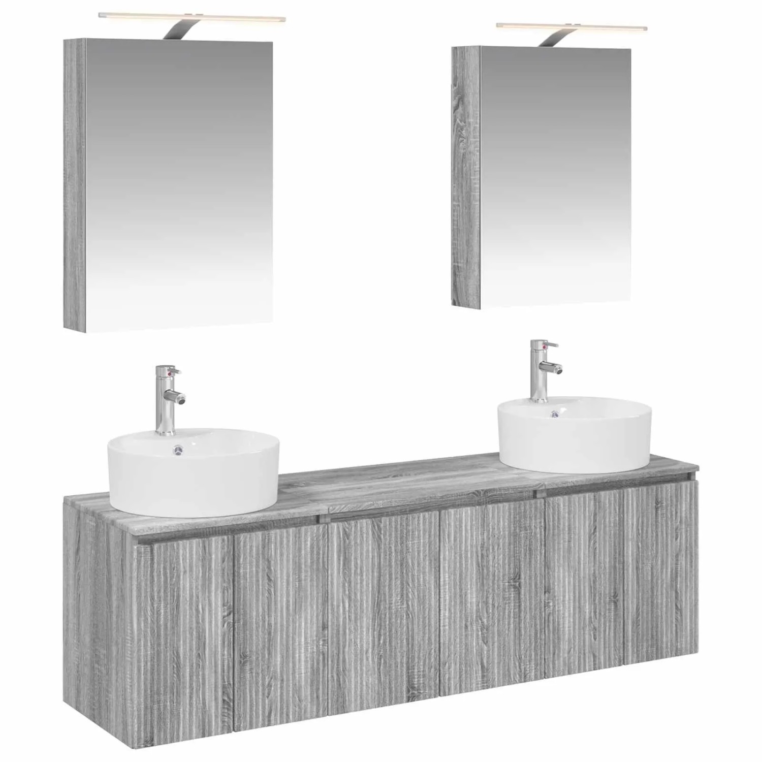 vidaXL Badezimmerschrank-Set 5-Tlg Grau Sonoma Holzwerkstoff 3406436
