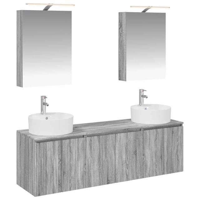 vidaXL Badezimmerschrank-Set 5-Tlg Grau Sonoma Holzwerkstoff 3406436