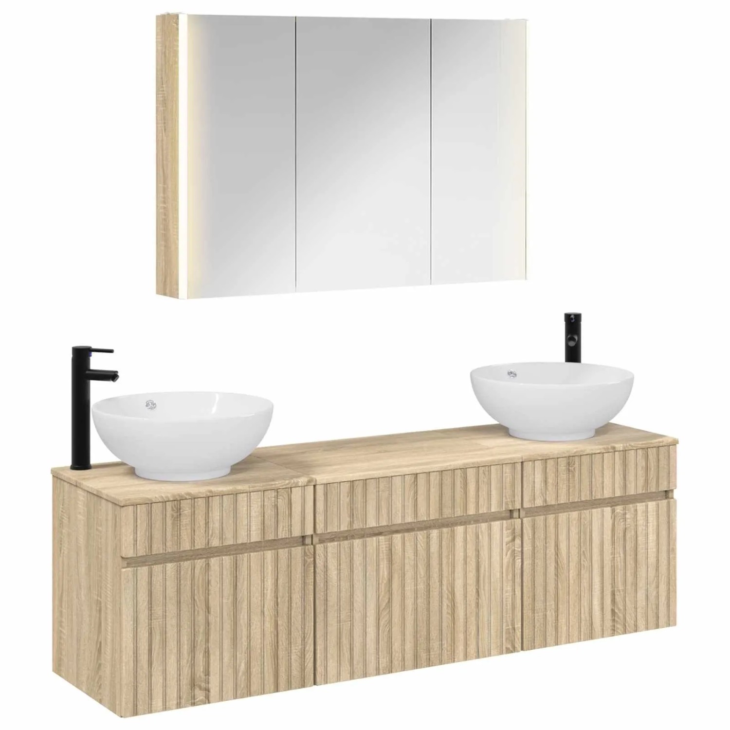 vidaXL Badezimmerschrank-Set 4-Tlg Sonoma-Eiche 103,5 x 15,5 x 70 cm 3406625