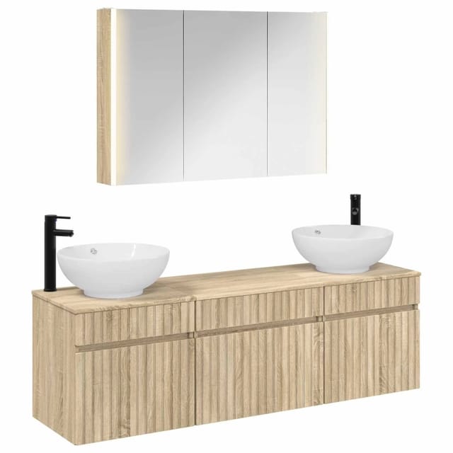 vidaXL Badezimmerschrank-Set 4-Tlg Sonoma-Eiche 103,5 x 15,5 x 70 cm 3406625