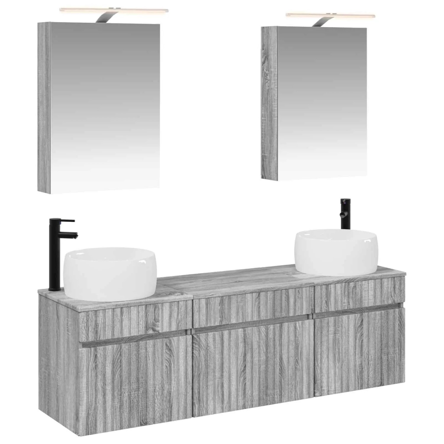 vidaXL Badezimmerschrank-Set 5-Tlg Grau Sonoma 50 x 14,5 x 70 cm 3406636