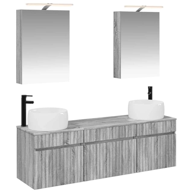 vidaXL Badezimmerschrank-Set 5-Tlg Grau Sonoma 50 x 14,5 x 70 cm 3406636