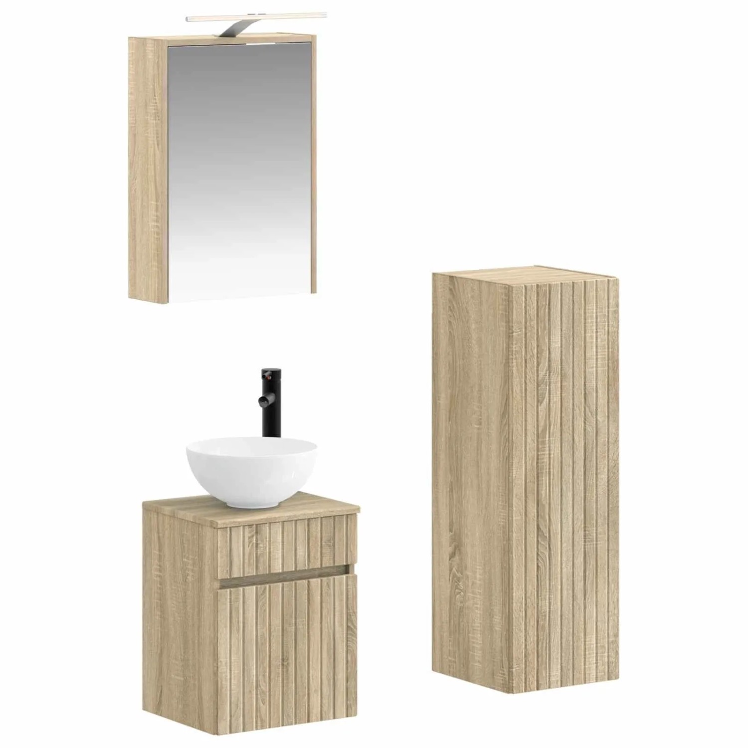 vidaXL Badezimmermöbel-Set 4-Tlg Sonoma-Eiche Ingenieurholz und Glas 3407465